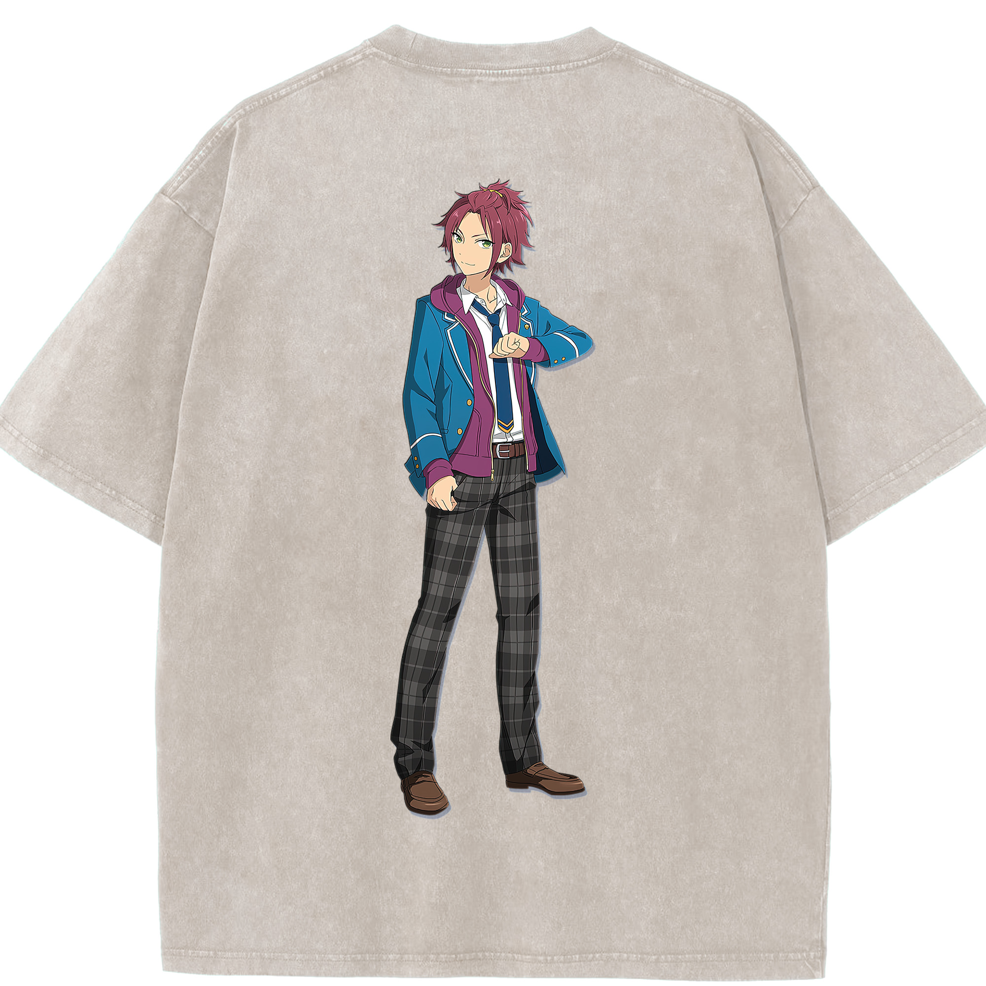 （画像用） あんさんぶるスターズ! Ensemble Stars 綿100% ヴィンテージ風 半袖Tシャツ（背面プリント）