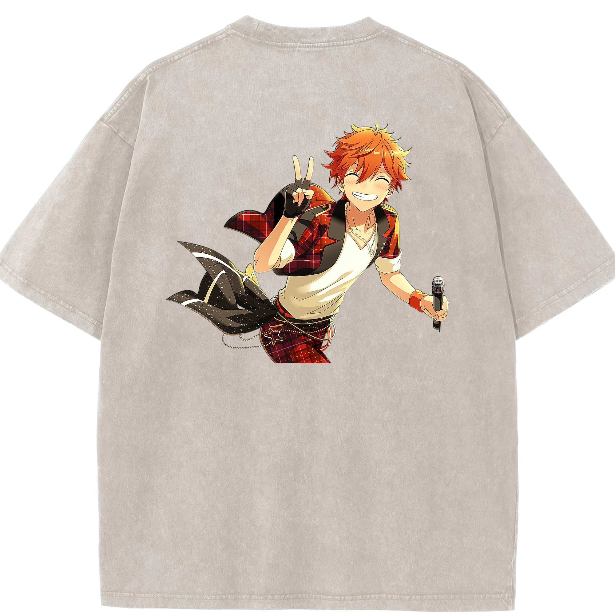 （画像用） あんさんぶるスターズ! Ensemble Stars 綿100% ヴィンテージ風 半袖Tシャツ（背面プリント）