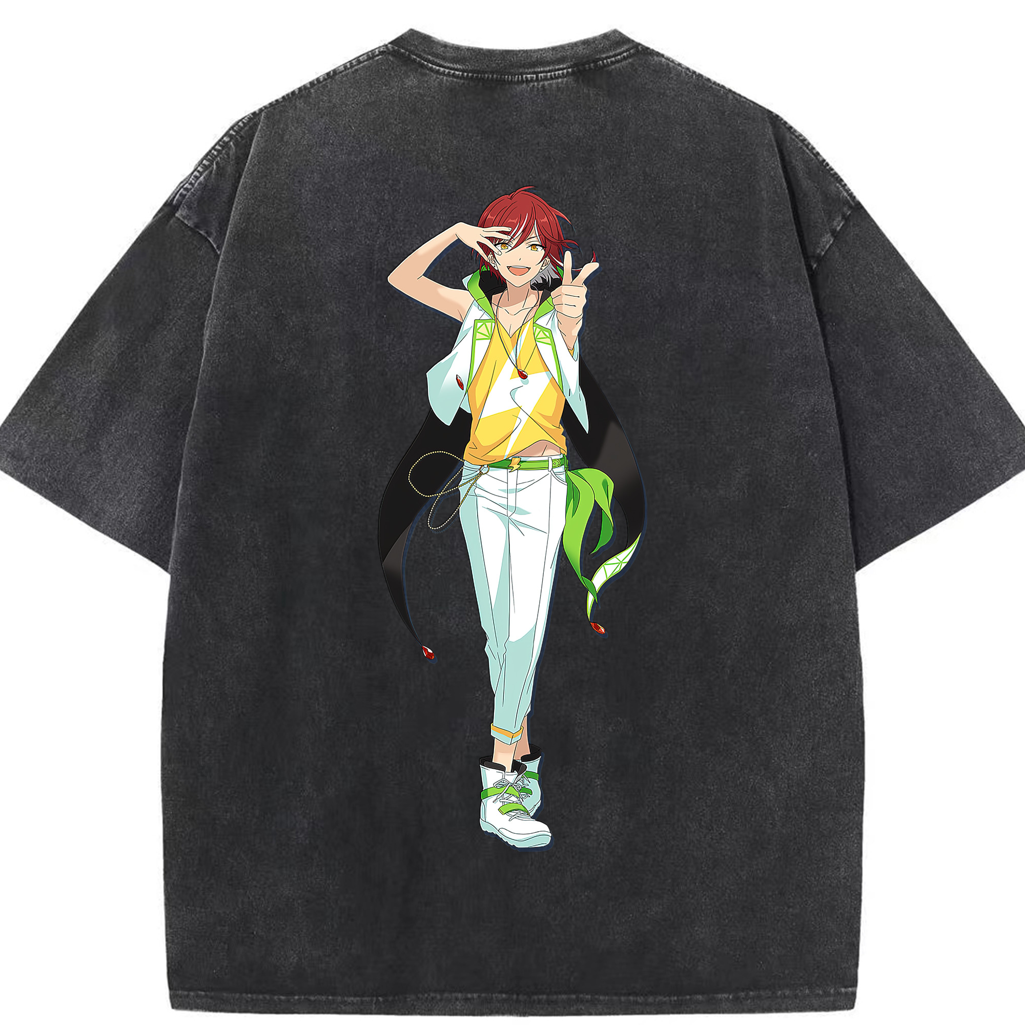 （画像用） あんさんぶるスターズ! Ensemble Stars 綿100% ヴィンテージ風 半袖Tシャツ（背面プリント）