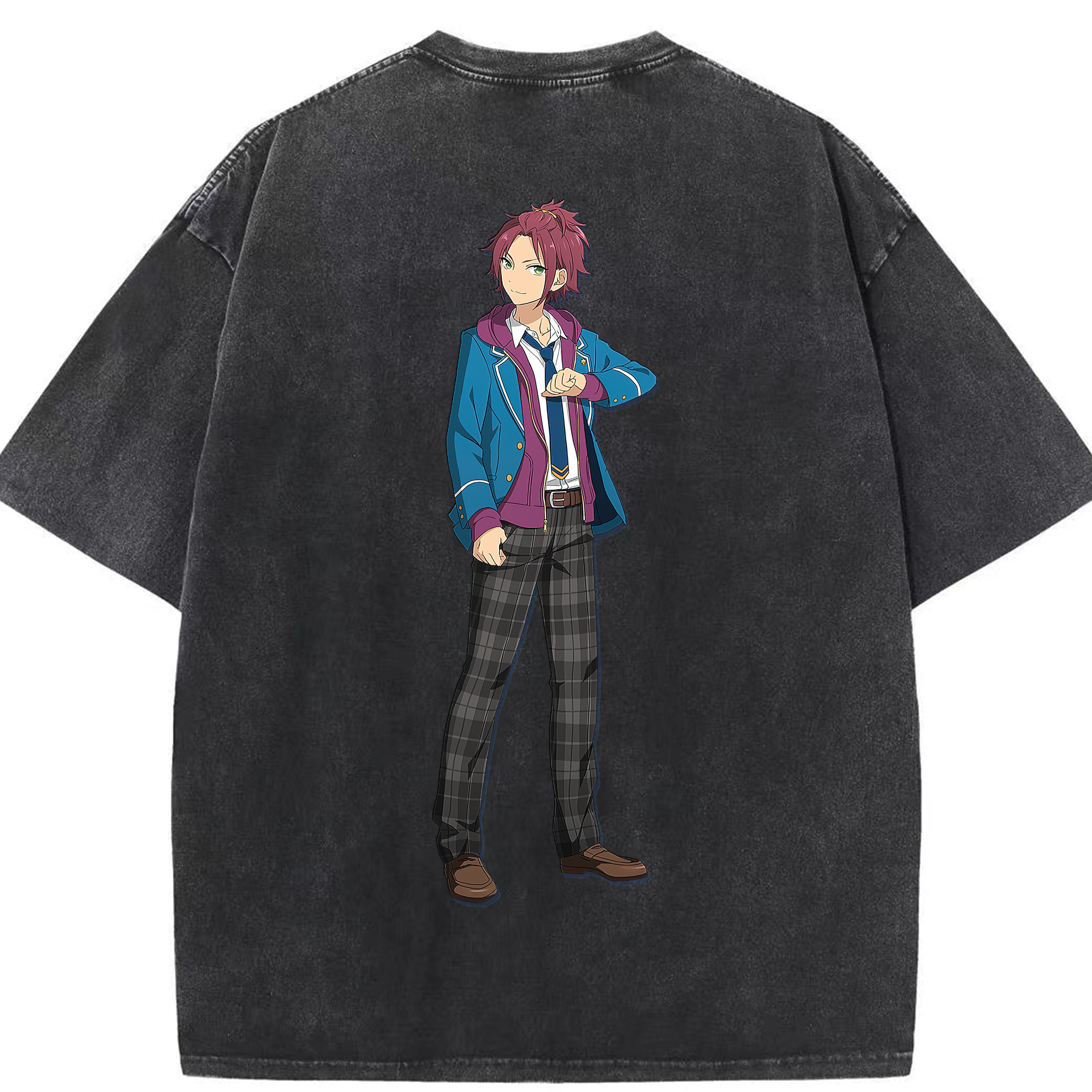 （画像用） あんさんぶるスターズ! Ensemble Stars 綿100% ヴィンテージ風 半袖Tシャツ（背面プリント）