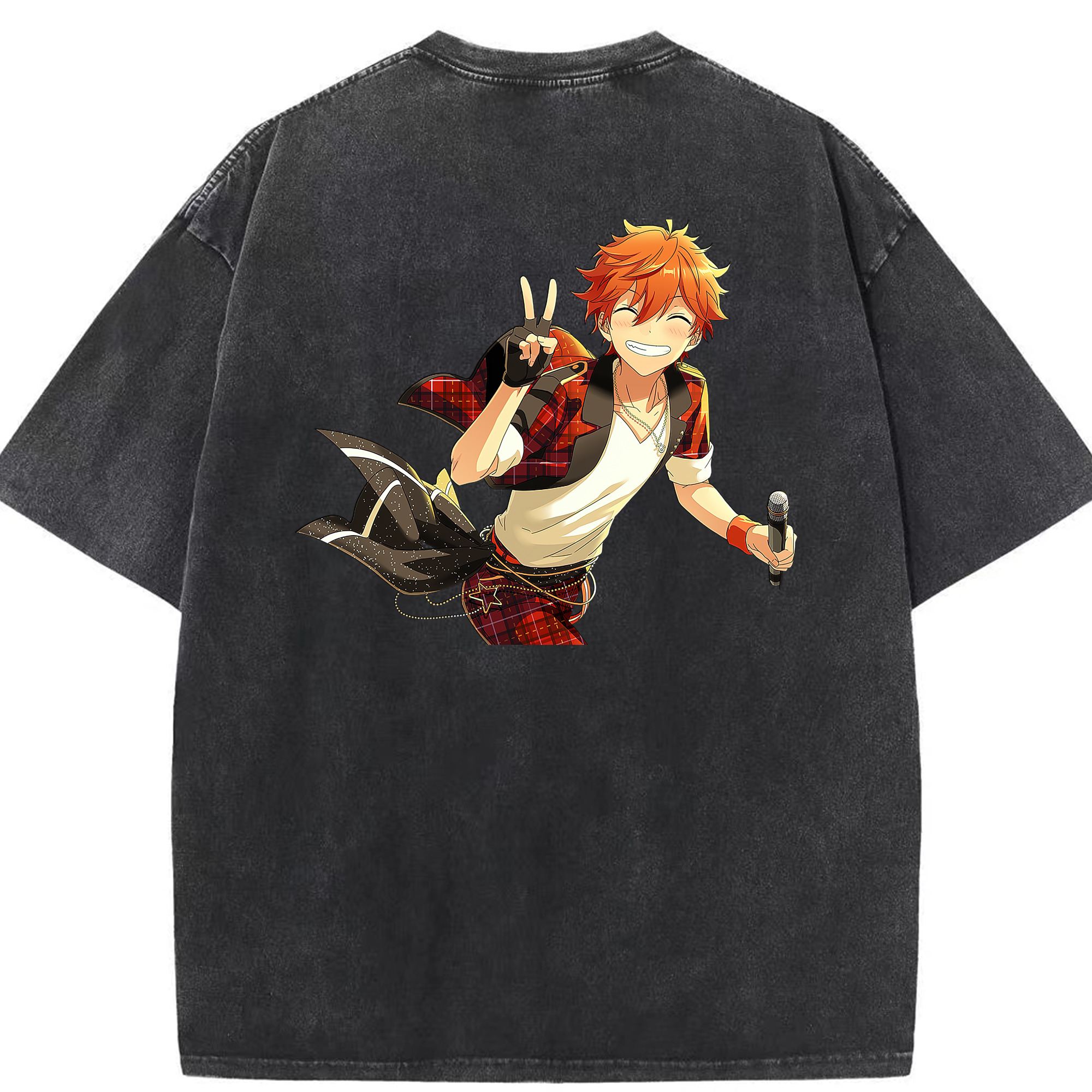 （画像用） あんさんぶるスターズ! Ensemble Stars 綿100% ヴィンテージ風 半袖Tシャツ（背面プリント）