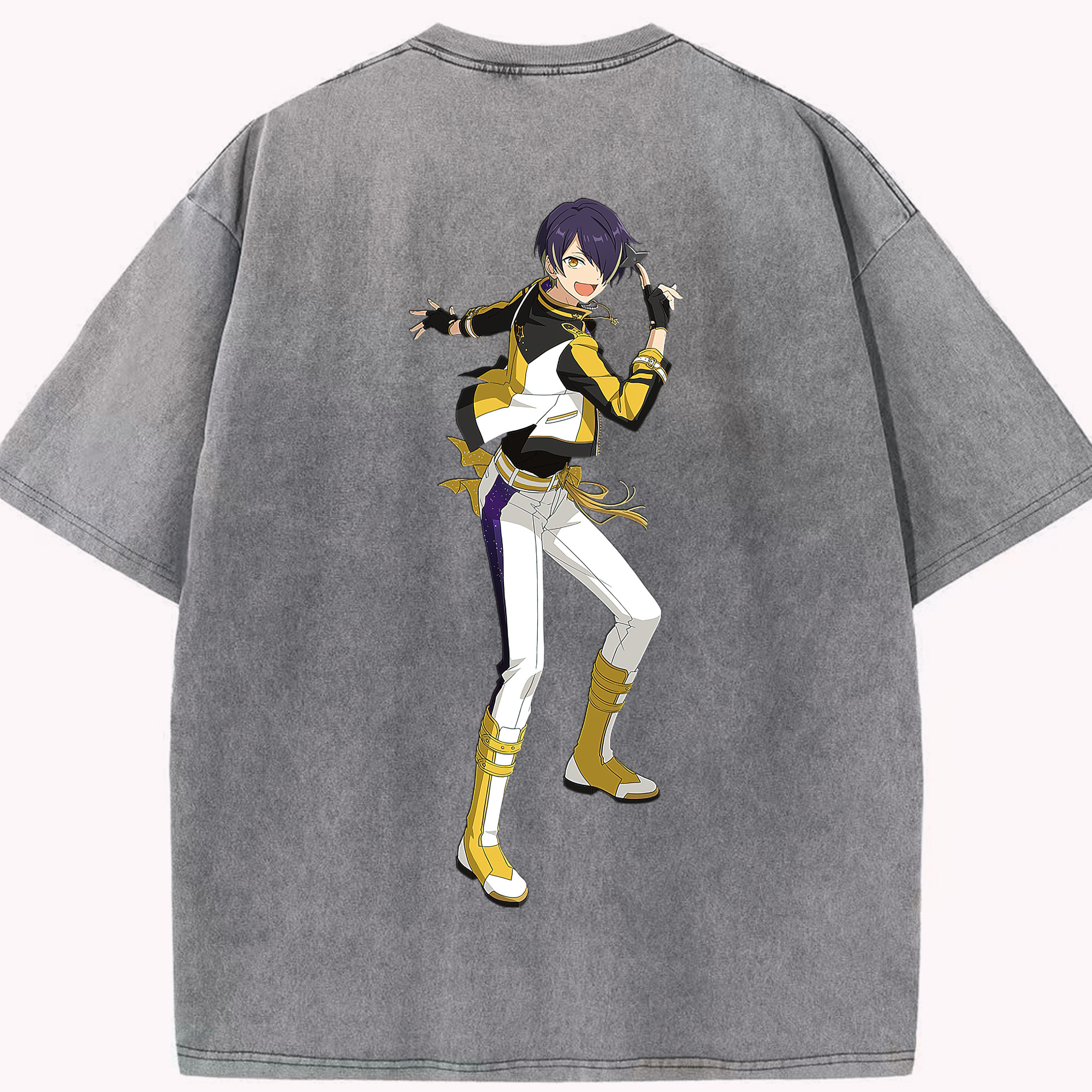 （画像用） あんさんぶるスターズ! Ensemble Stars 綿100% ヴィンテージ風 半袖Tシャツ（背面プリント）