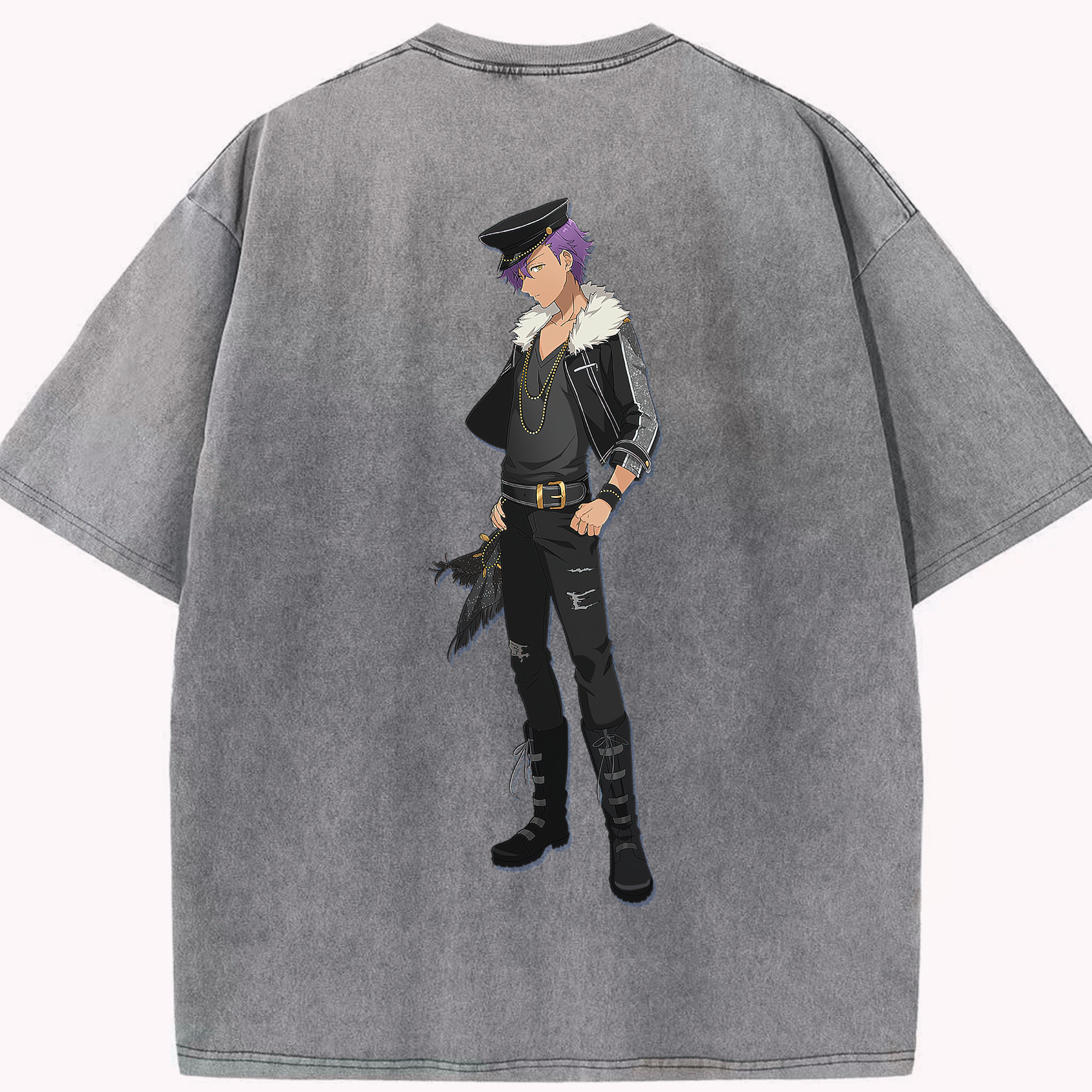 （画像用） あんさんぶるスターズ! Ensemble Stars 綿100% ヴィンテージ風 半袖Tシャツ（背面プリント）