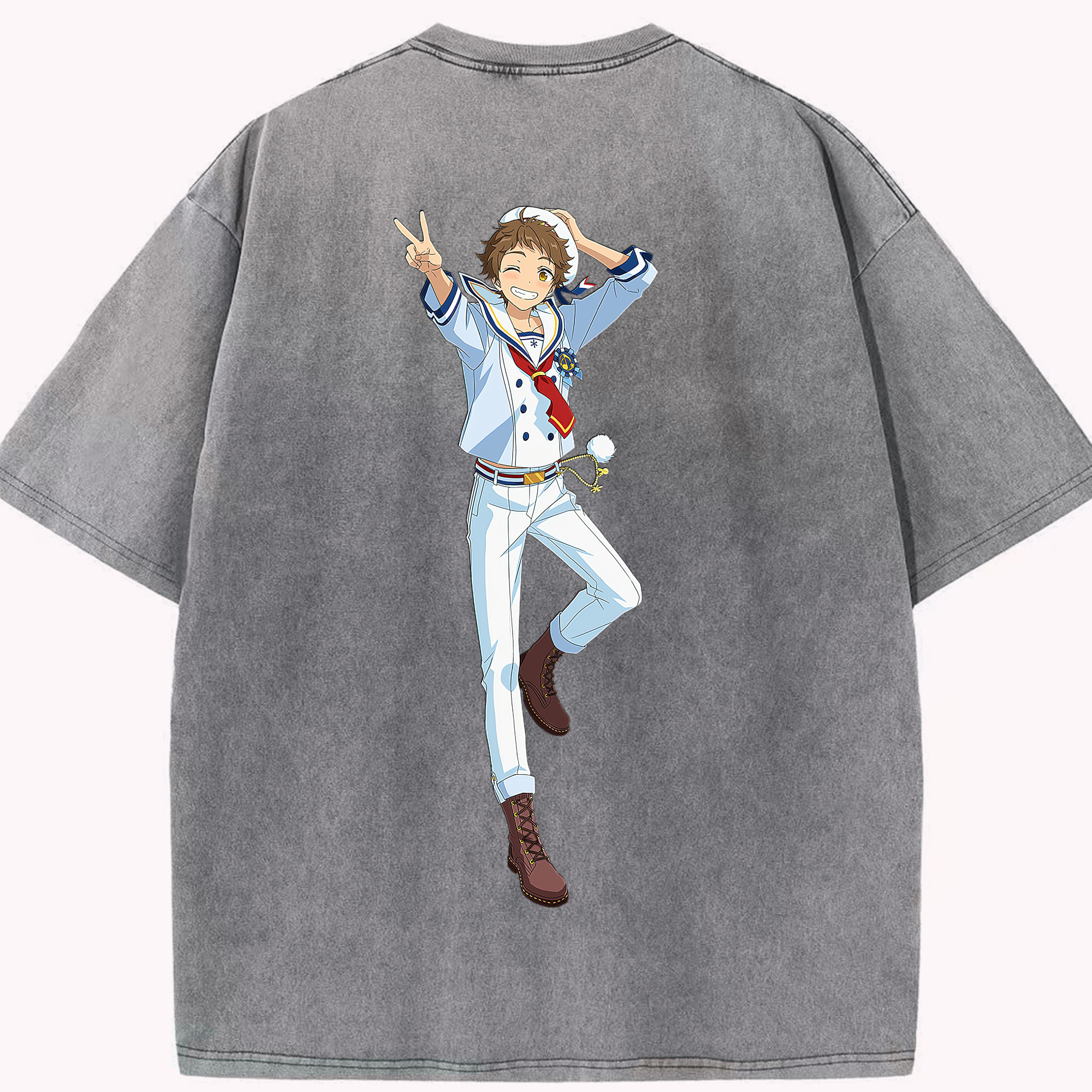 （画像用） あんさんぶるスターズ! Ensemble Stars 綿100% ヴィンテージ風 半袖Tシャツ（背面プリント）