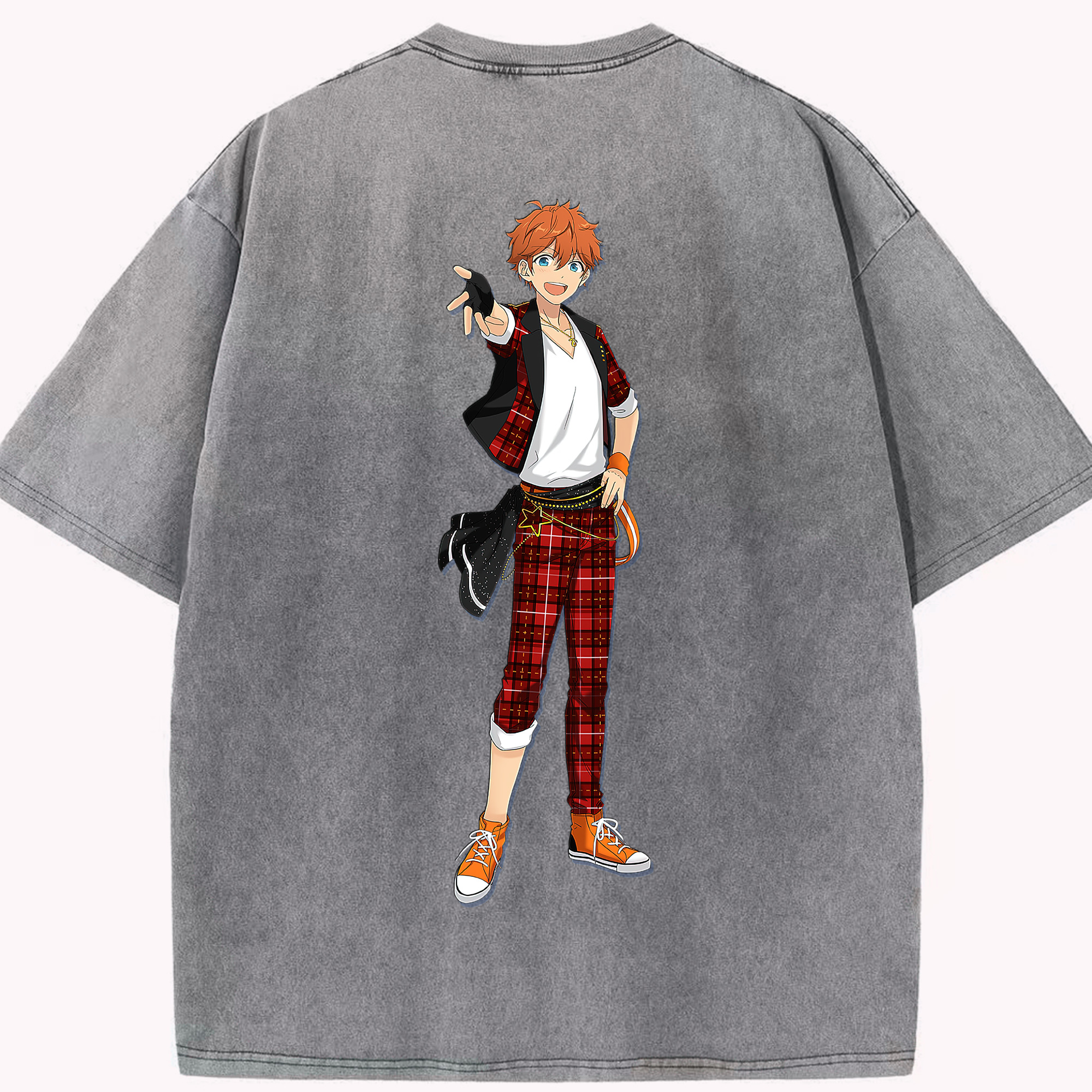 （画像用） あんさんぶるスターズ! Ensemble Stars 綿100% ヴィンテージ風 半袖Tシャツ（背面プリント）