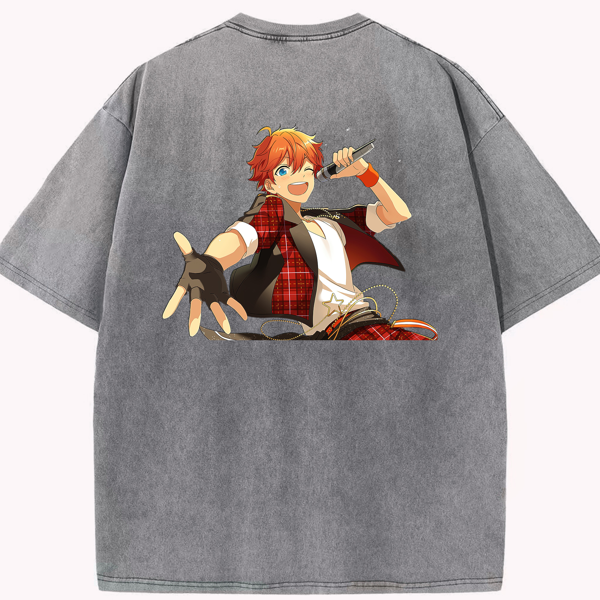 （画像用） あんさんぶるスターズ! Ensemble Stars 綿100% ヴィンテージ風 半袖Tシャツ（背面プリント）