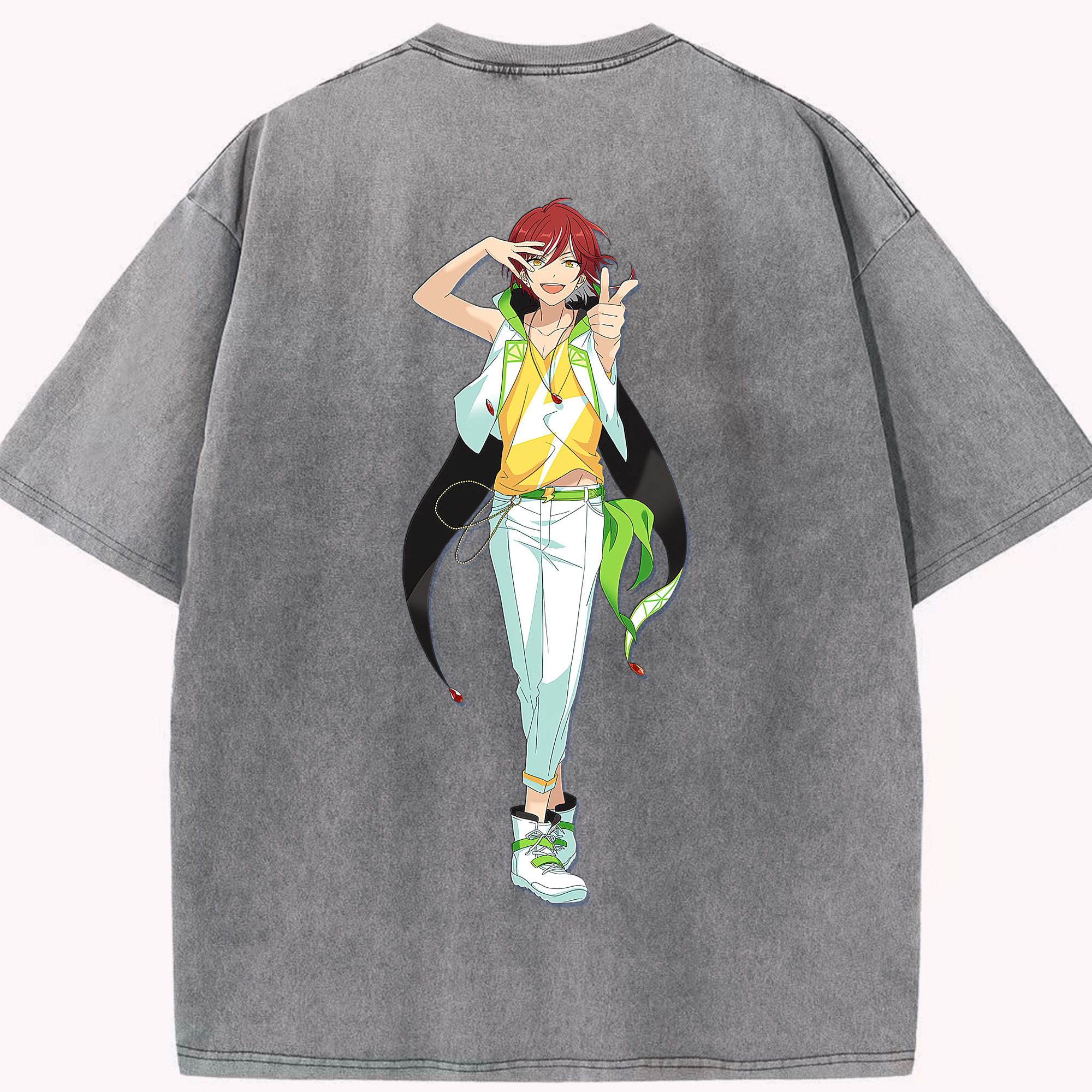 （画像用） あんさんぶるスターズ! Ensemble Stars 綿100% ヴィンテージ風 半袖Tシャツ（背面プリント）