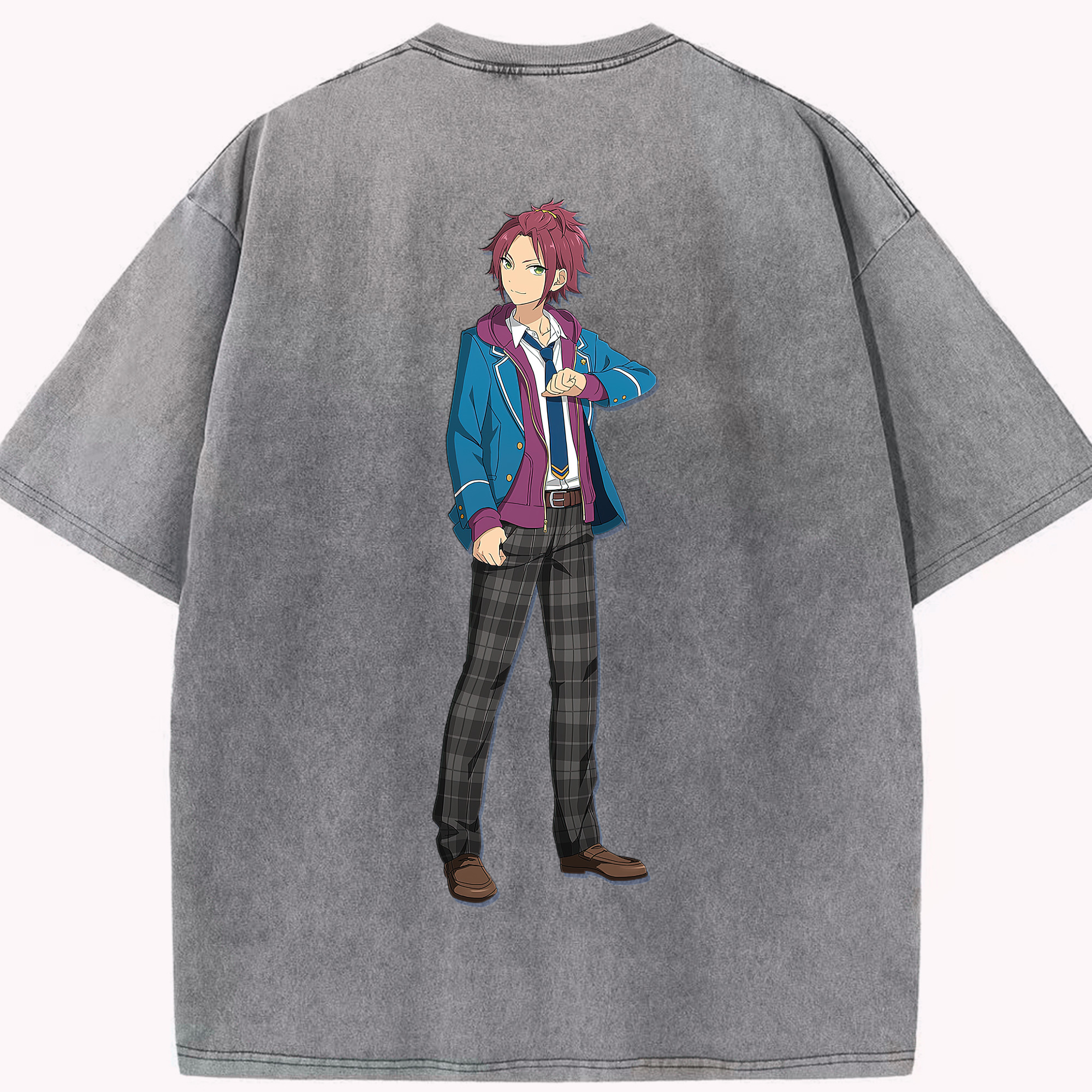 （画像用） あんさんぶるスターズ! Ensemble Stars 綿100% ヴィンテージ風 半袖Tシャツ（背面プリント）