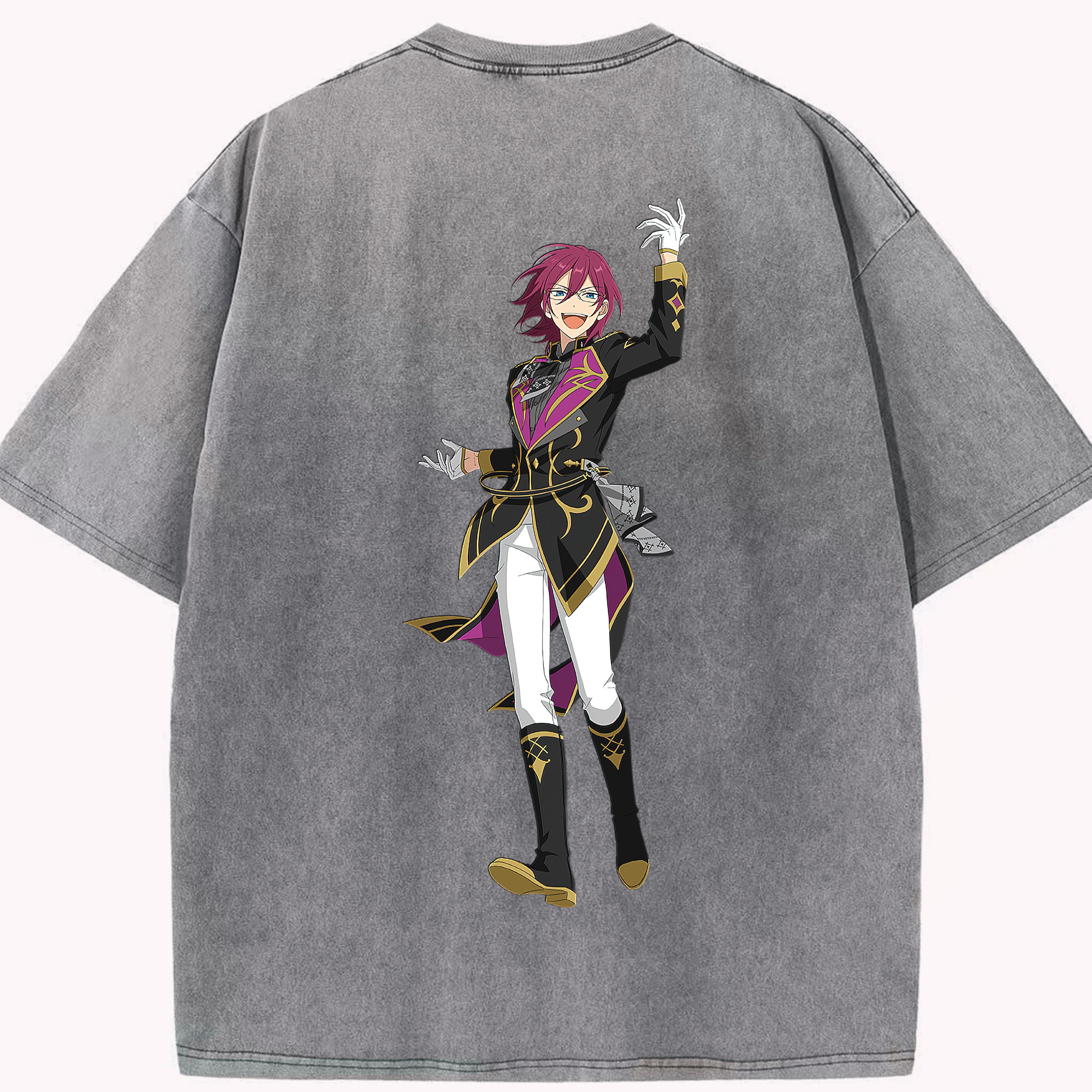 （画像用） あんさんぶるスターズ! Ensemble Stars 綿100% ヴィンテージ風 半袖Tシャツ（背面プリント）
