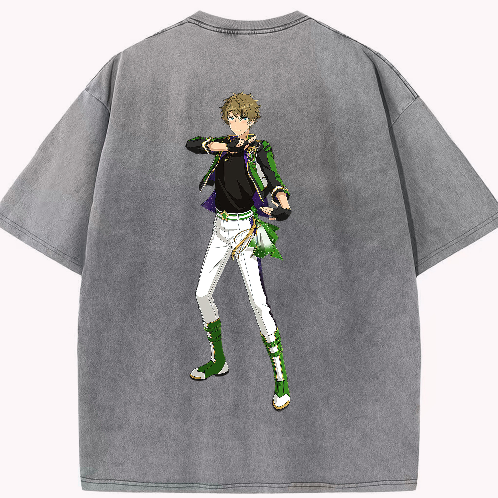 （画像用） あんさんぶるスターズ! Ensemble Stars 綿100% ヴィンテージ風 半袖Tシャツ（背面プリント）