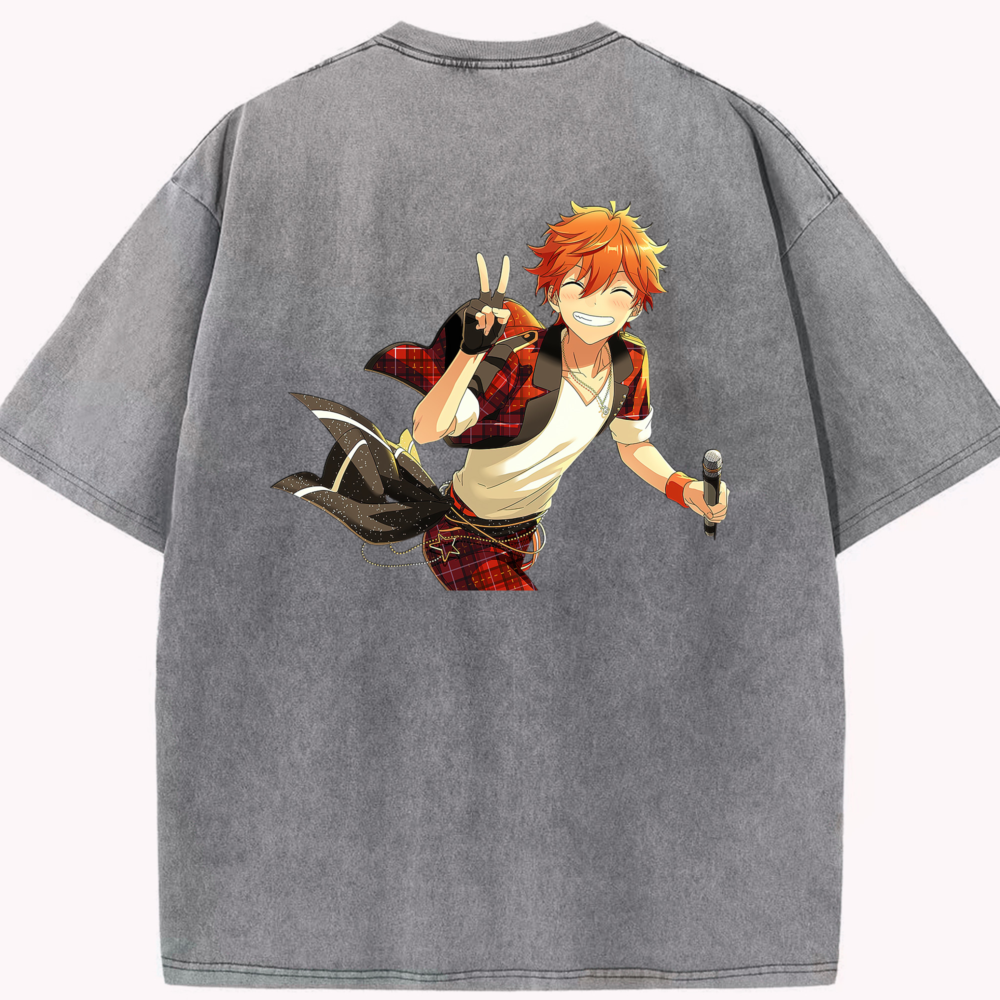 （画像用） あんさんぶるスターズ! Ensemble Stars 綿100% ヴィンテージ風 半袖Tシャツ（背面プリント）