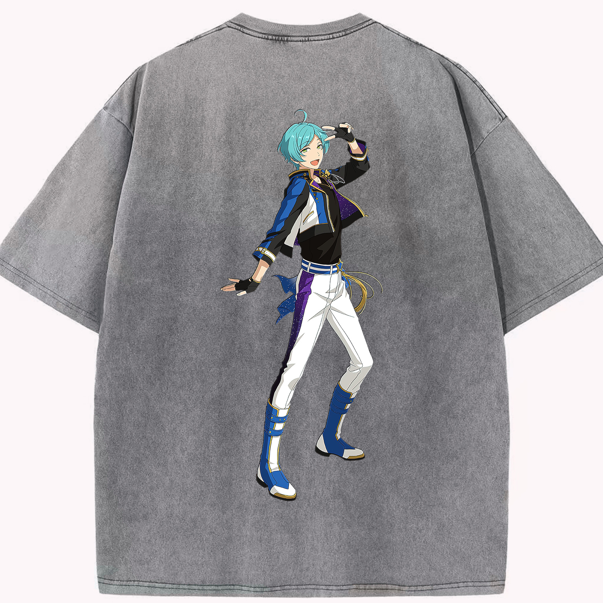（画像用） あんさんぶるスターズ! Ensemble Stars 綿100% ヴィンテージ風 半袖Tシャツ（背面プリント）
