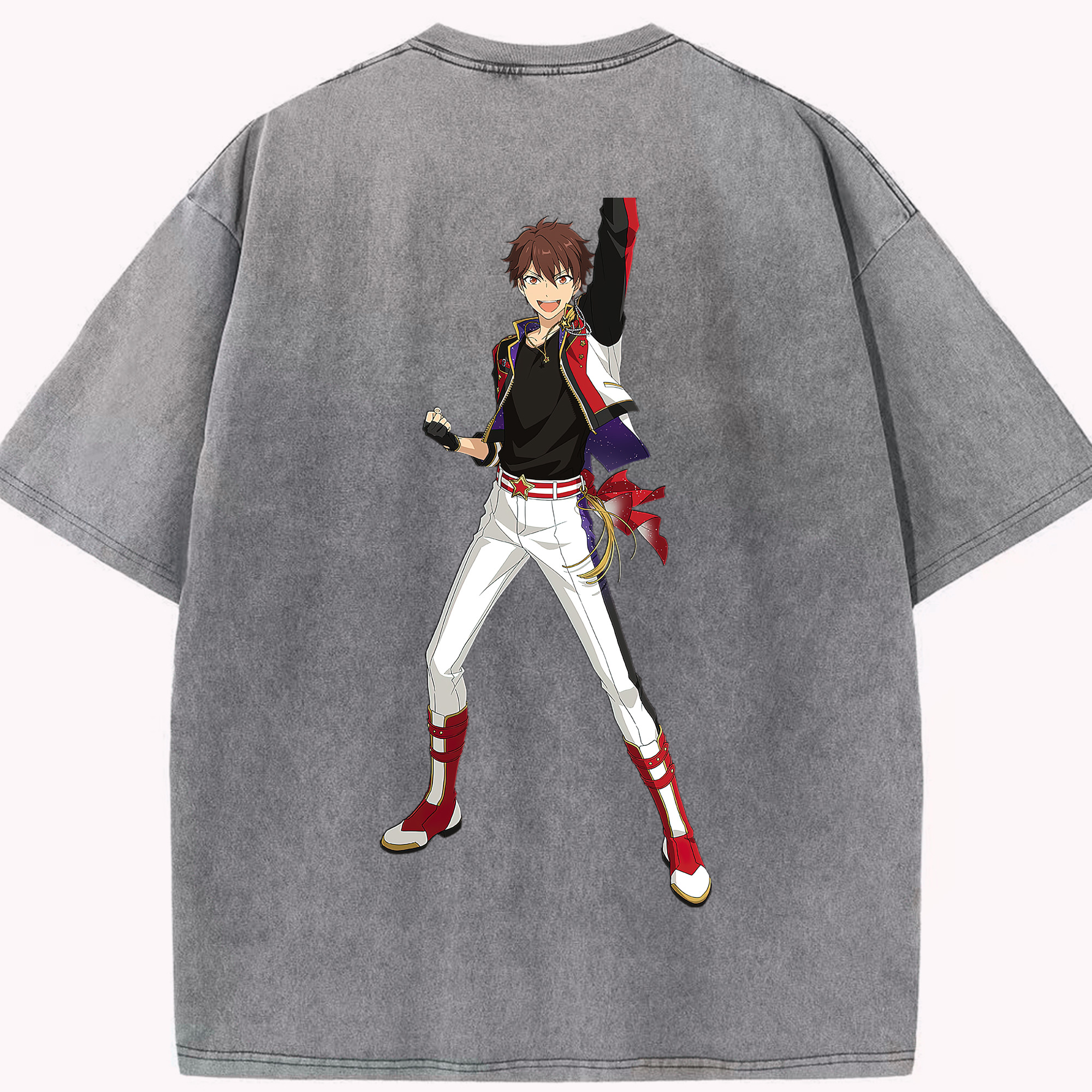 （画像用） あんさんぶるスターズ! Ensemble Stars 綿100% ヴィンテージ風 半袖Tシャツ（背面プリント）