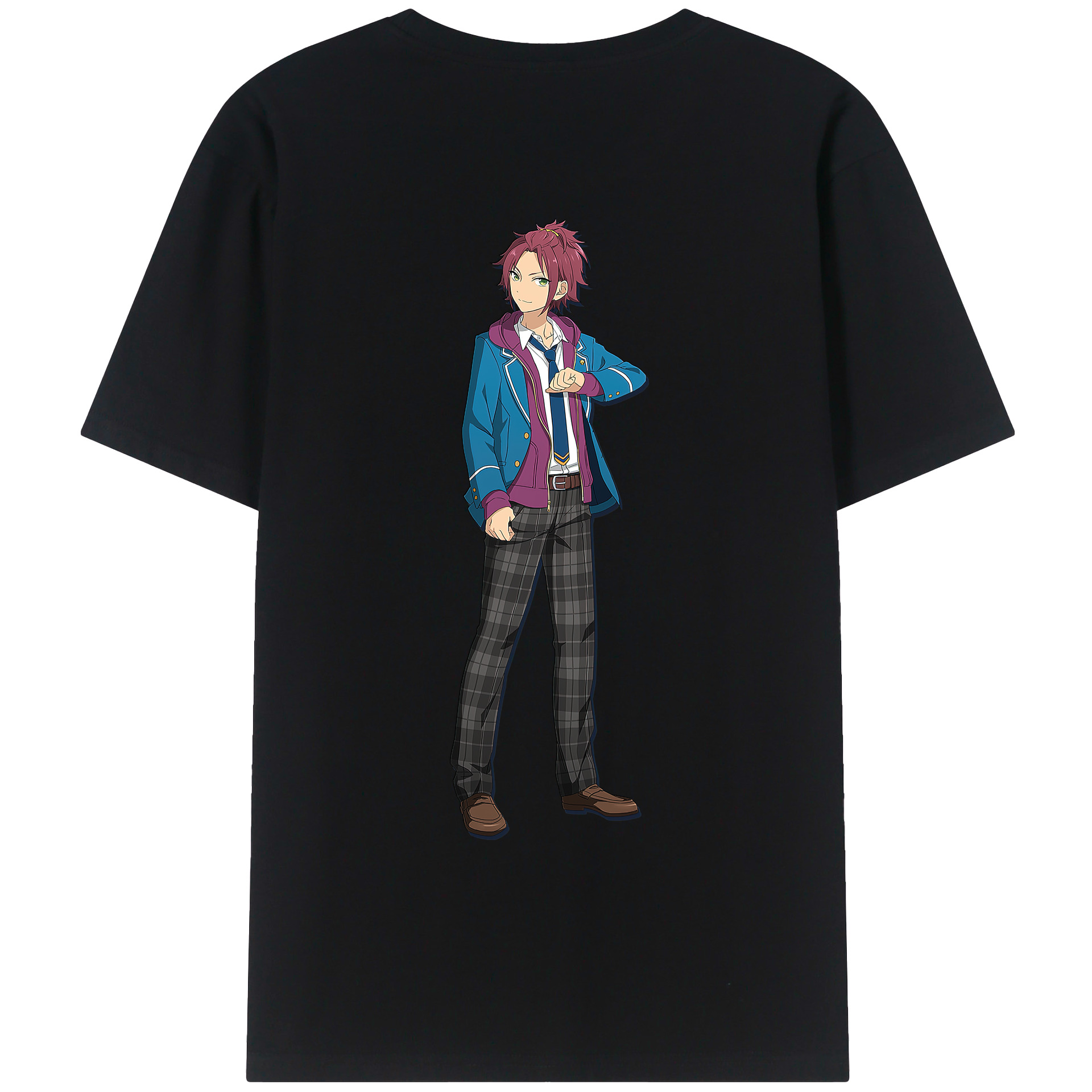 （画像用） あんさんぶるスターズ! Ensemble Stars 綿100％ メンズ半袖Tシャツ（バックプリント） 通気性