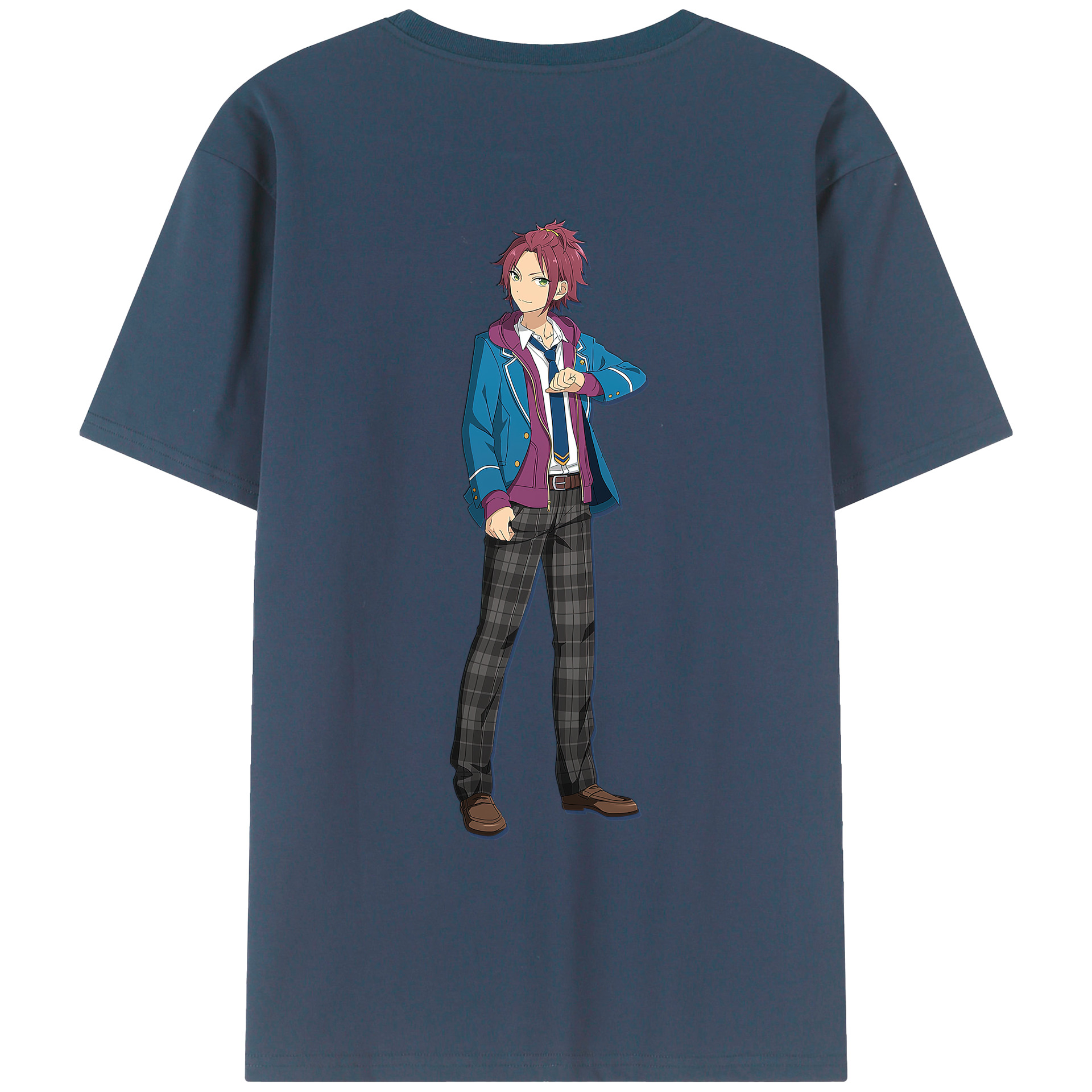 （画像用） あんさんぶるスターズ! Ensemble Stars 綿100％ メンズ半袖Tシャツ（バックプリント） 通気性