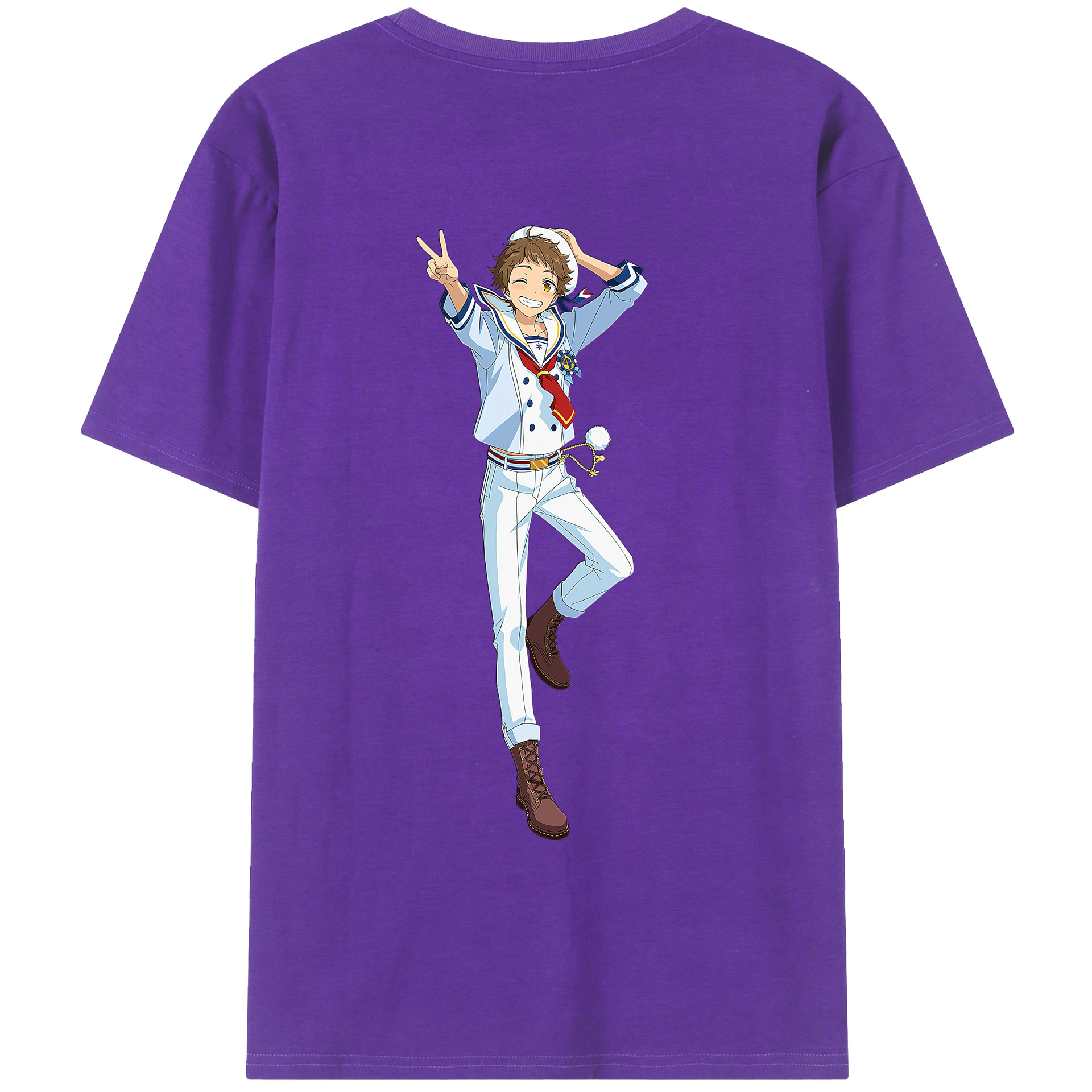 （画像用） あんさんぶるスターズ! Ensemble Stars 綿100％ メンズ半袖Tシャツ（バックプリント） 通気性
