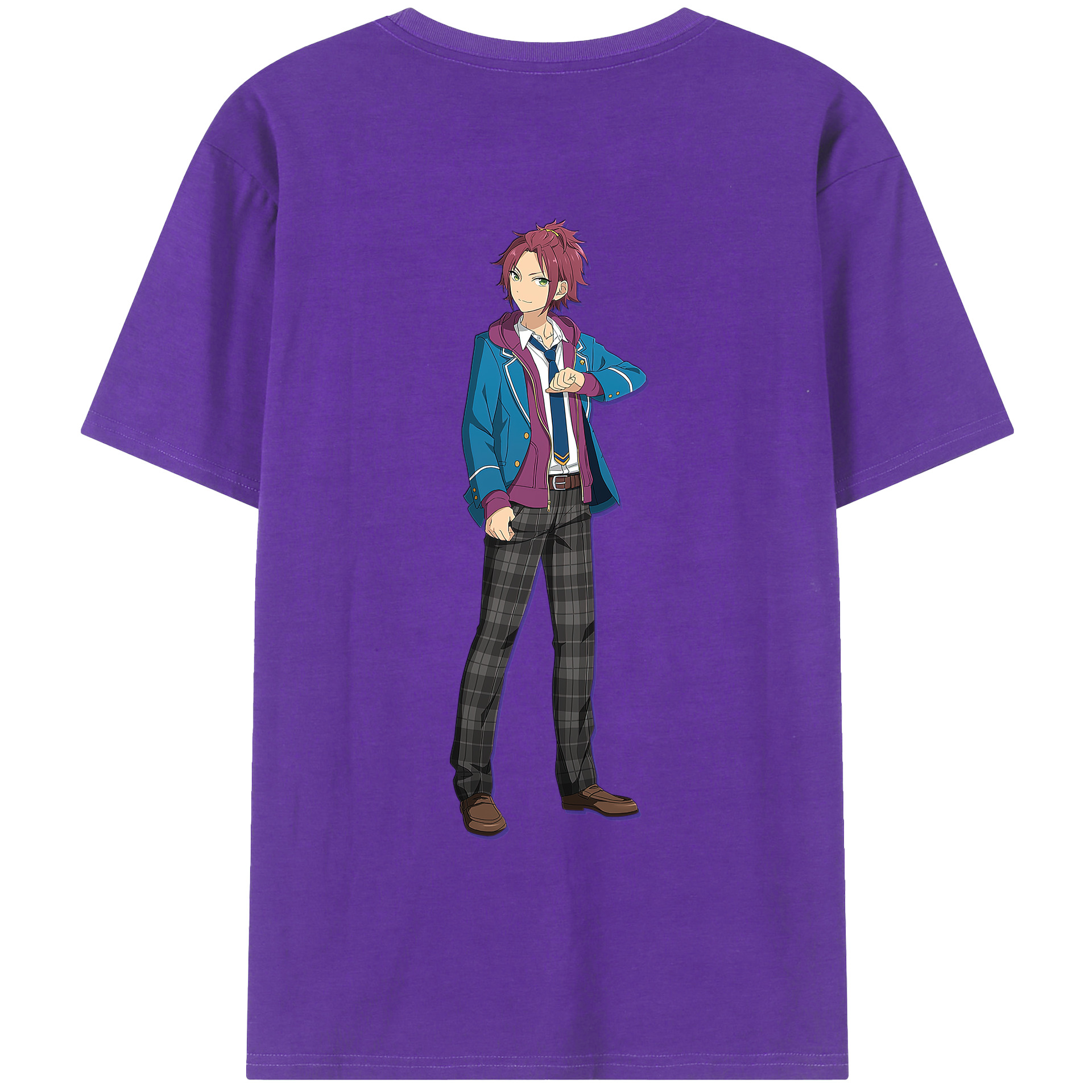 （画像用） あんさんぶるスターズ! Ensemble Stars 綿100％ メンズ半袖Tシャツ（バックプリント） 通気性