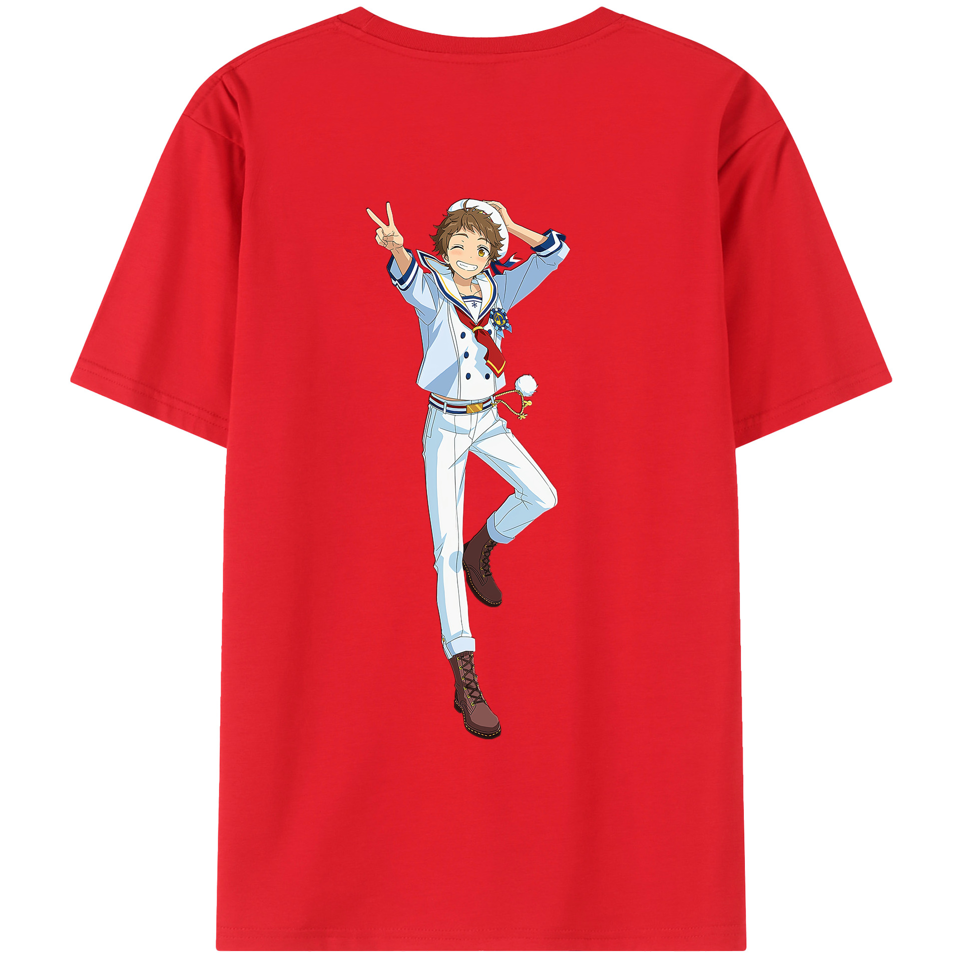 （画像用） あんさんぶるスターズ! Ensemble Stars 綿100％ メンズ半袖Tシャツ（バックプリント） 通気性