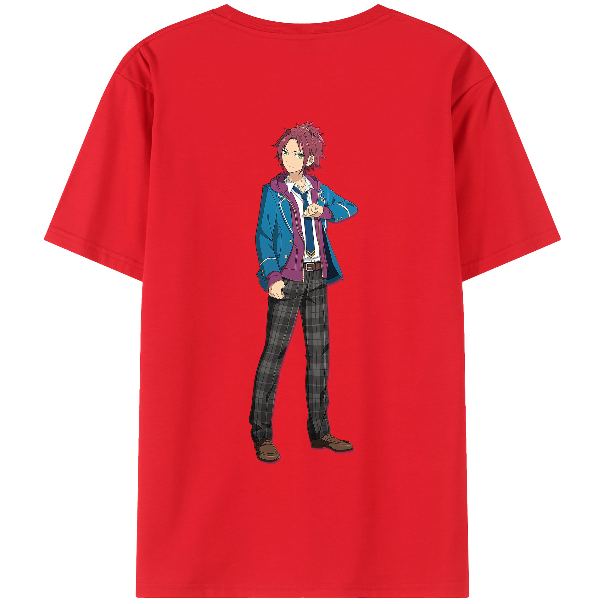（画像用） あんさんぶるスターズ! Ensemble Stars 綿100％ メンズ半袖Tシャツ（バックプリント） 通気性