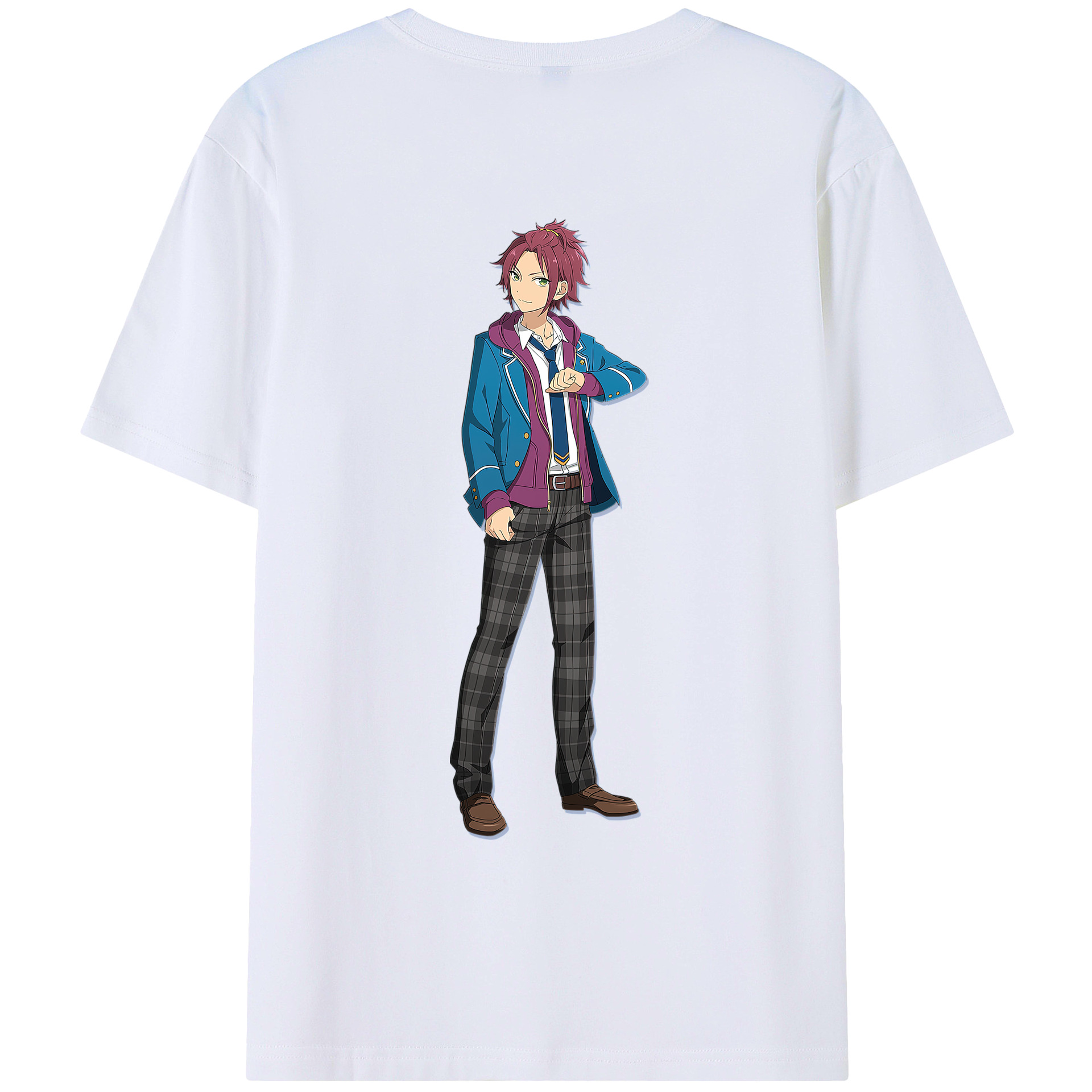 （画像用） あんさんぶるスターズ! Ensemble Stars 綿100％ メンズ半袖Tシャツ（バックプリント） 通気性