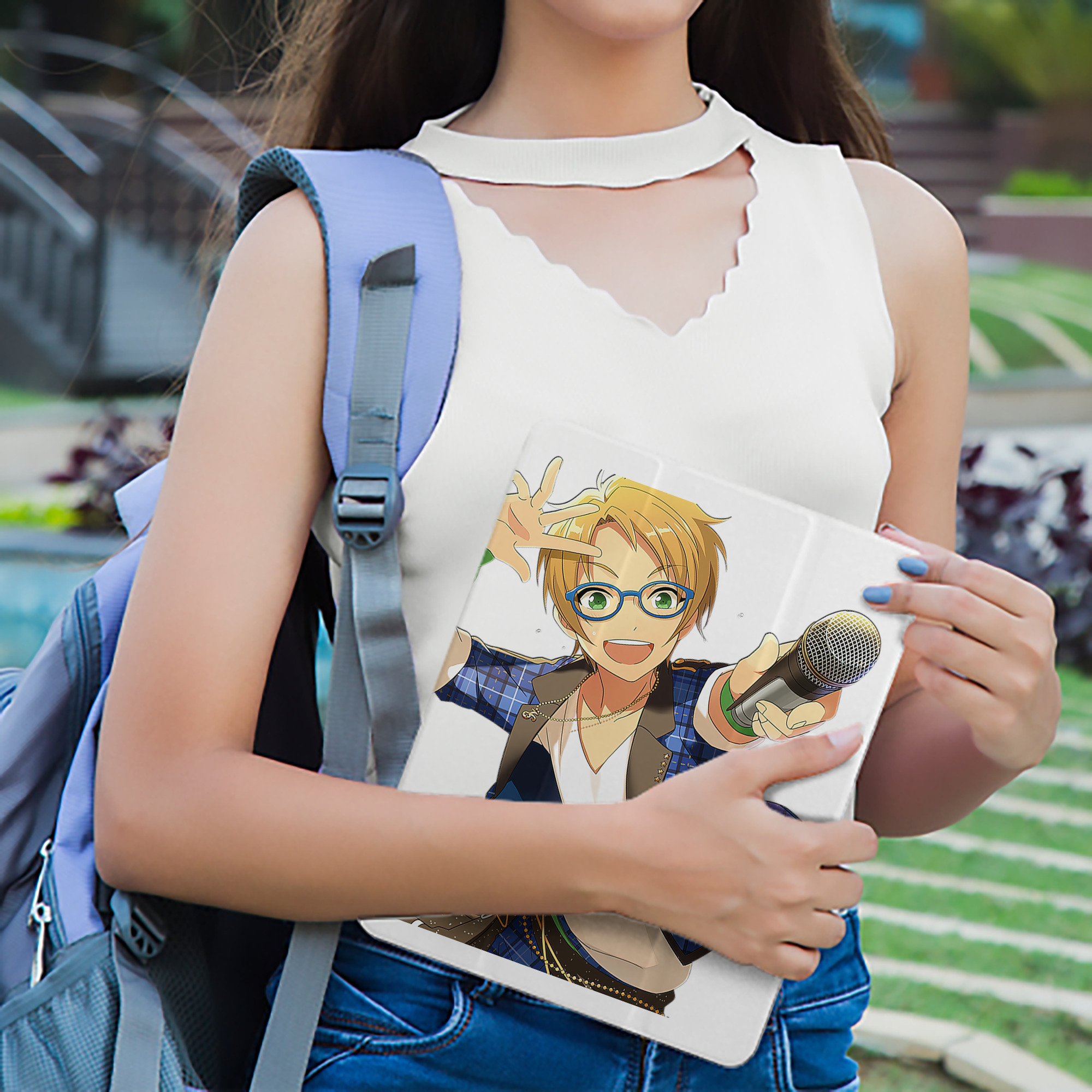 あんさんぶるスターズ! Ensemble Stars IPad ケース ペン収納付き 三つ折りスタンド PUレザー×シリコン 対応機種9.5/10.5/10.9インチ