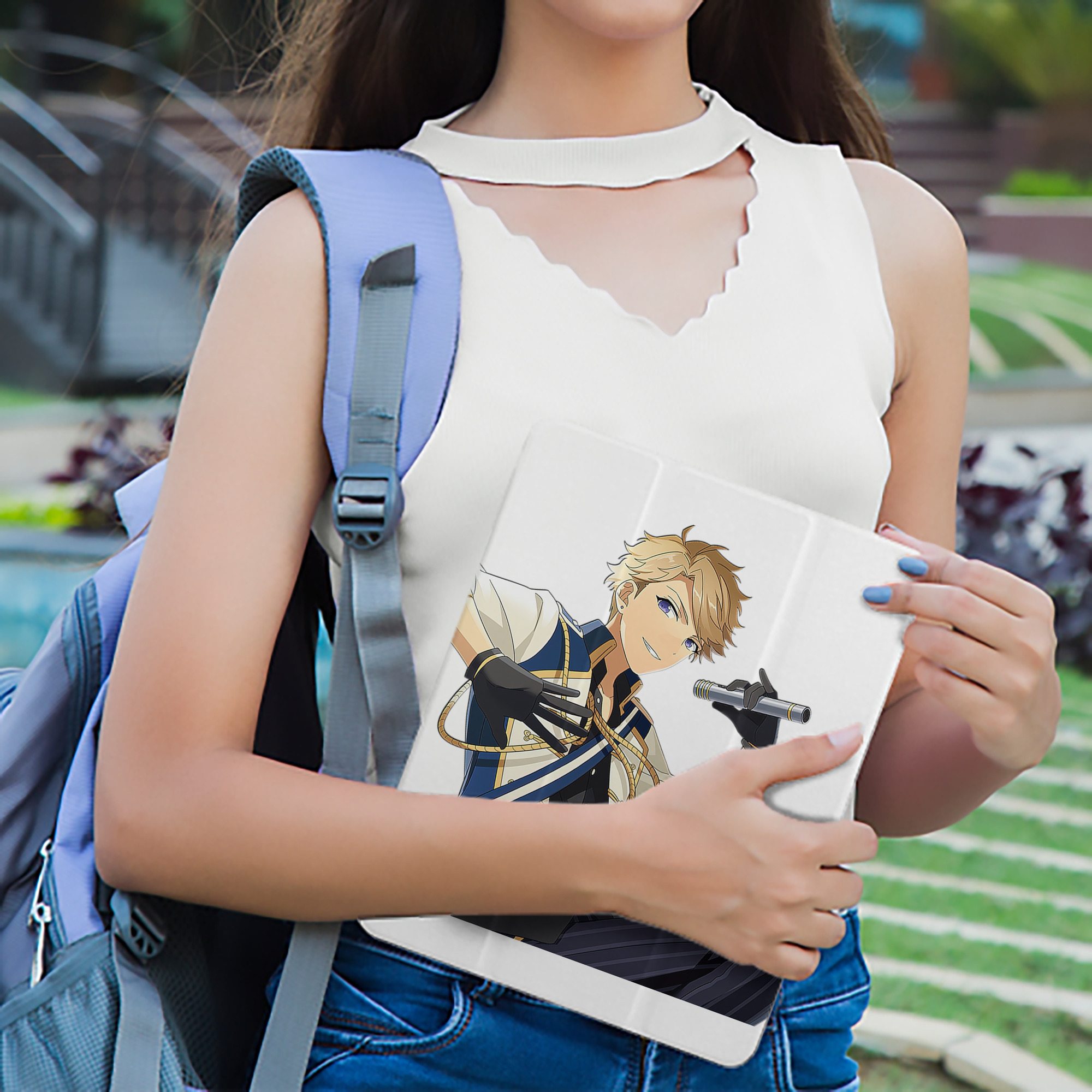 あんさんぶるスターズ! Ensemble Stars IPad ケース ペン収納付き 三つ折りスタンド PUレザー×シリコン 対応機種9.5/10.5/10.9インチ