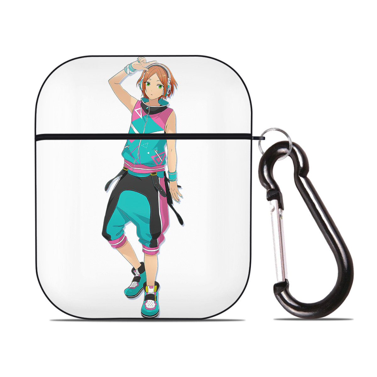 （画像用） あんさんぶるスターズ! Ensemble Stars AirPods 第2世代保護ケース ハードシェル ブラック 耐衝撃・防指紋・カラビナ付き