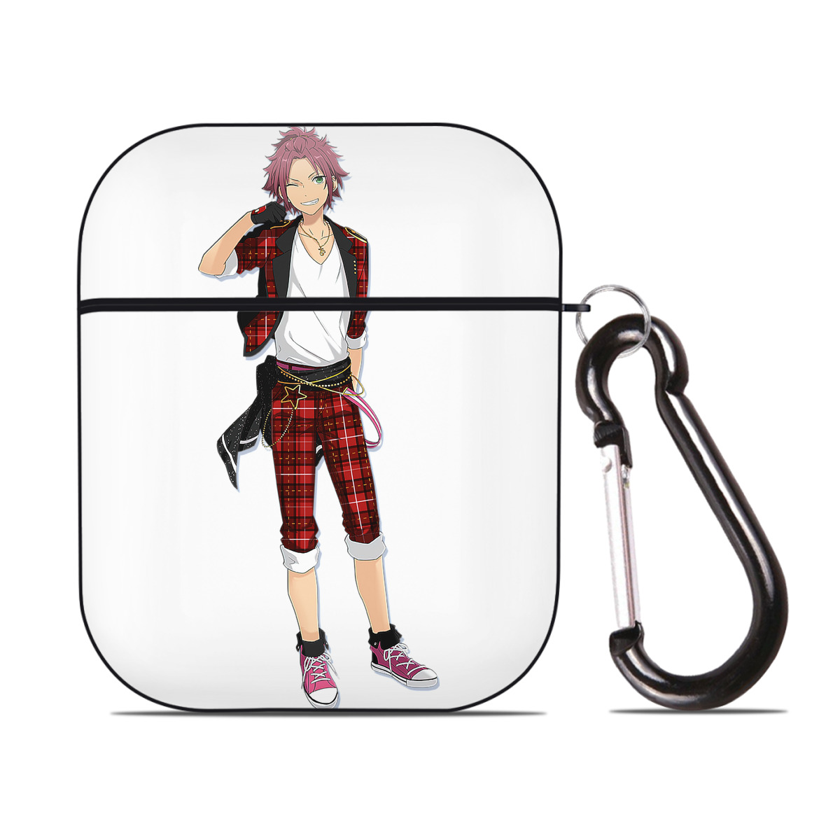 （画像用） あんさんぶるスターズ! Ensemble Stars AirPods 第2世代保護ケース ハードシェル ブラック 耐衝撃・防指紋・カラビナ付き