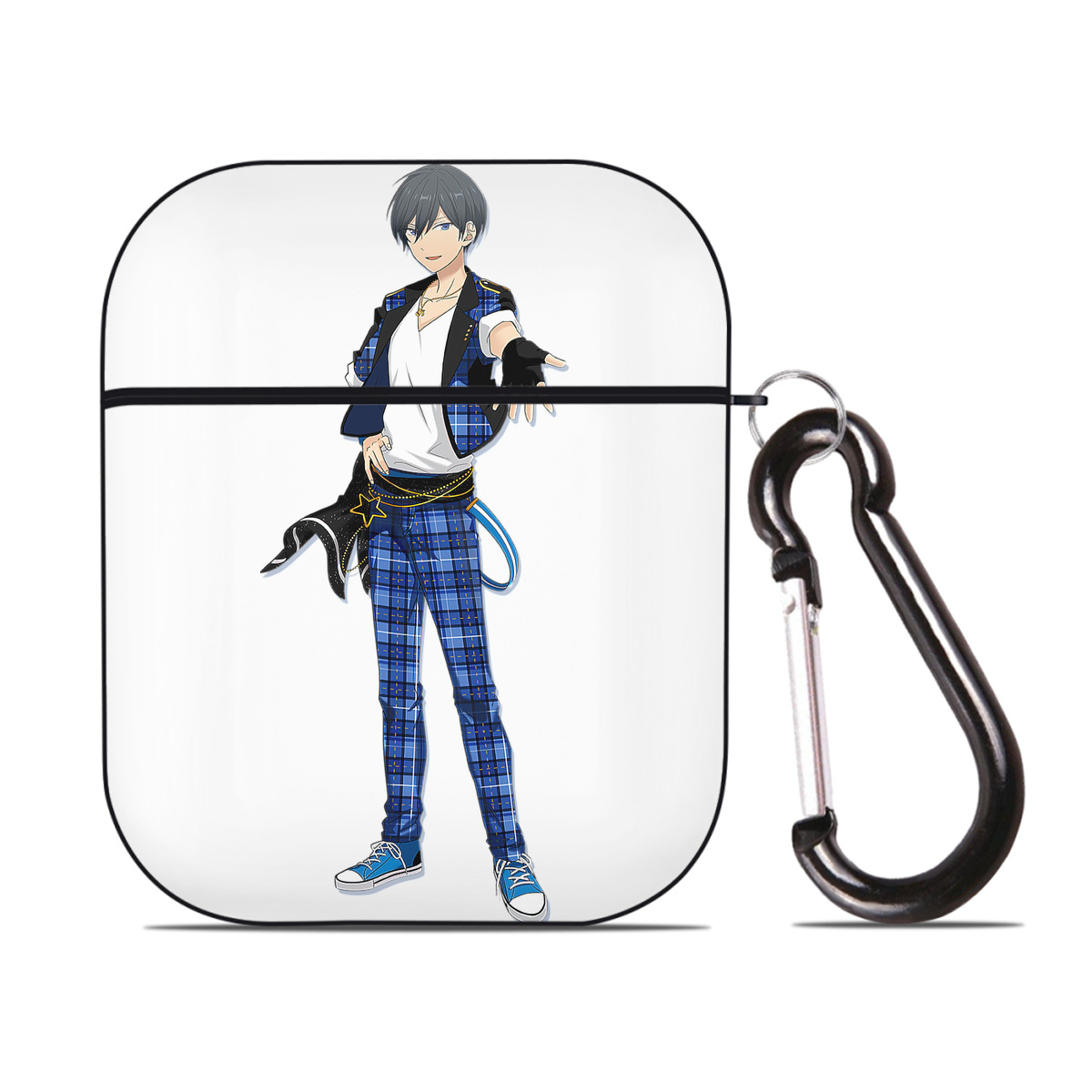 （画像用） あんさんぶるスターズ! Ensemble Stars AirPods 第2世代保護ケース ハードシェル ブラック 耐衝撃・防指紋・カラビナ付き