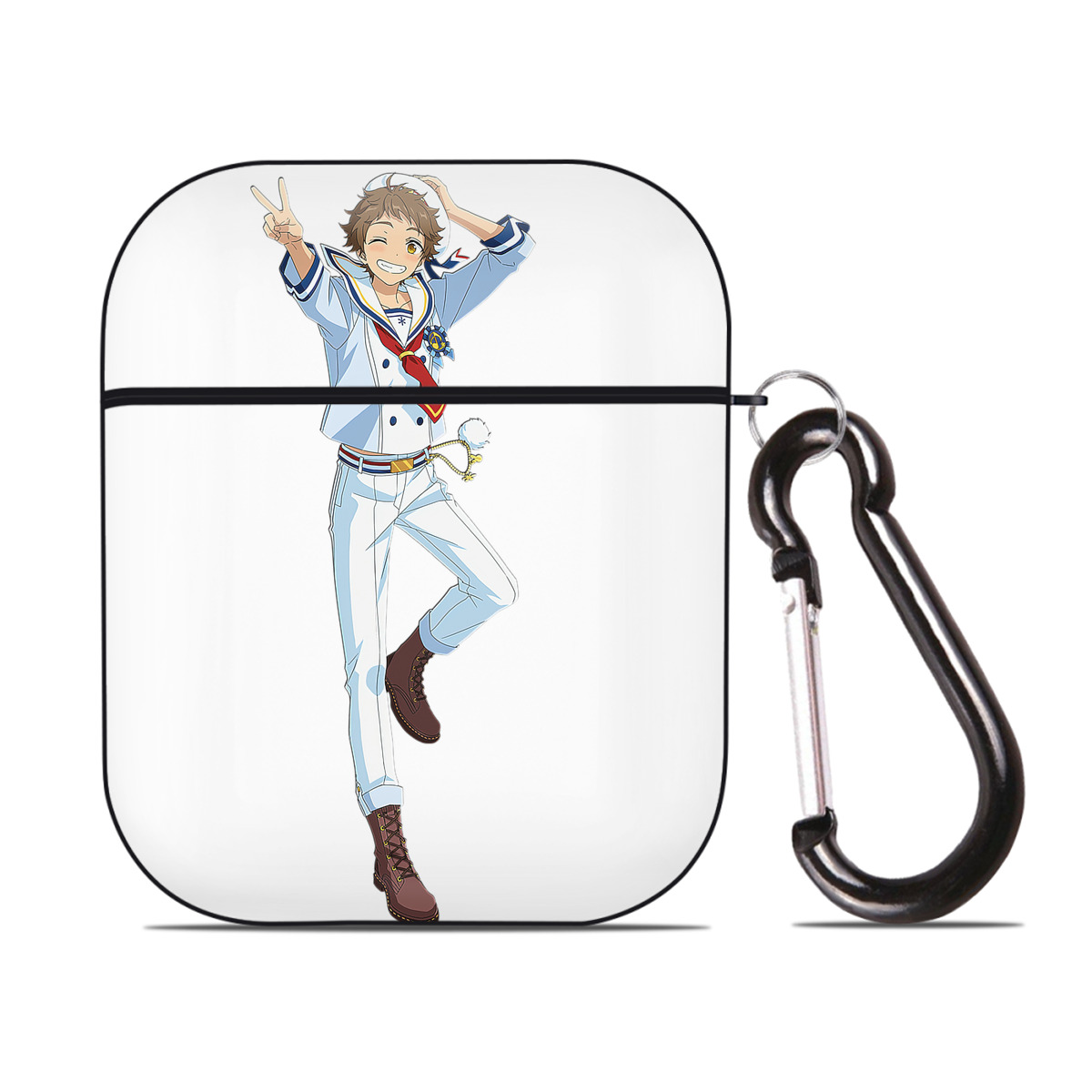 （画像用） あんさんぶるスターズ! Ensemble Stars AirPods 第2世代保護ケース ハードシェル ブラック 耐衝撃・防指紋・カラビナ付き