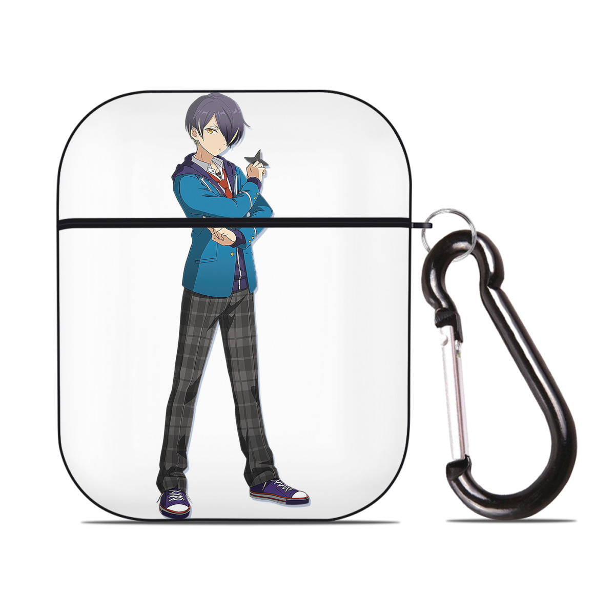 （画像用） あんさんぶるスターズ! Ensemble Stars AirPods 第2世代保護ケース ハードシェル ブラック 耐衝撃・防指紋・カラビナ付き