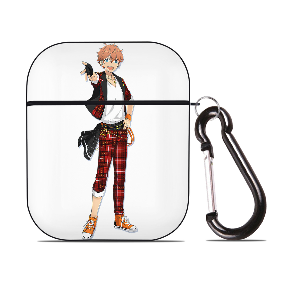 （画像用） あんさんぶるスターズ! Ensemble Stars AirPods 第2世代保護ケース ハードシェル ブラック 耐衝撃・防指紋・カラビナ付き