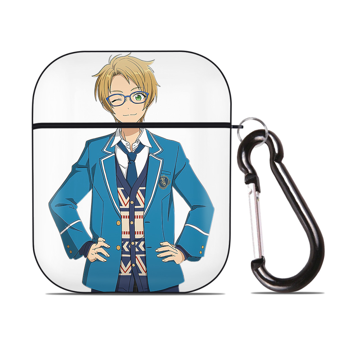 （画像用） あんさんぶるスターズ! Ensemble Stars AirPods 第2世代保護ケース ハードシェル ブラック 耐衝撃・防指紋・カラビナ付き