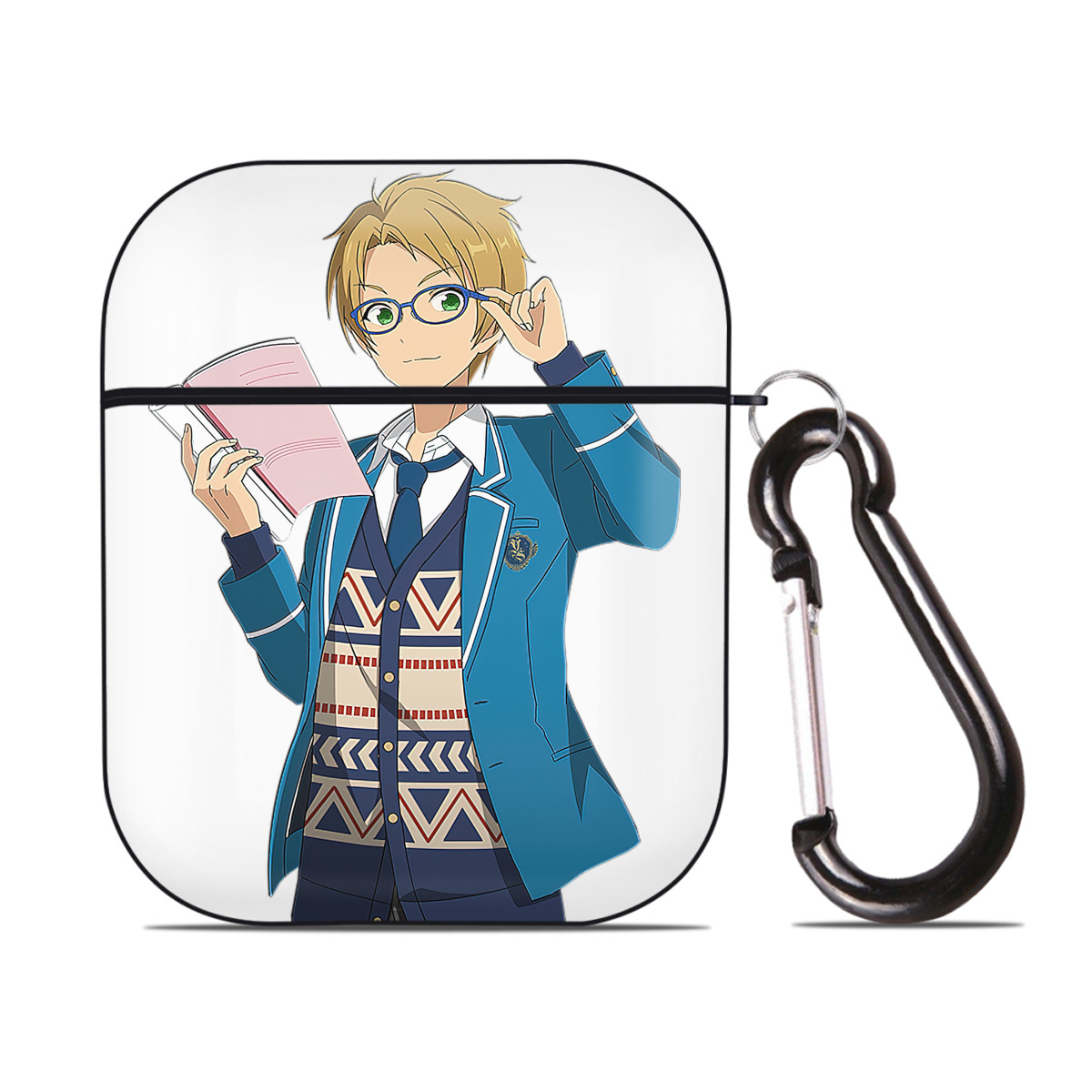 （画像用） あんさんぶるスターズ! Ensemble Stars AirPods 第2世代保護ケース ハードシェル ブラック 耐衝撃・防指紋・カラビナ付き
