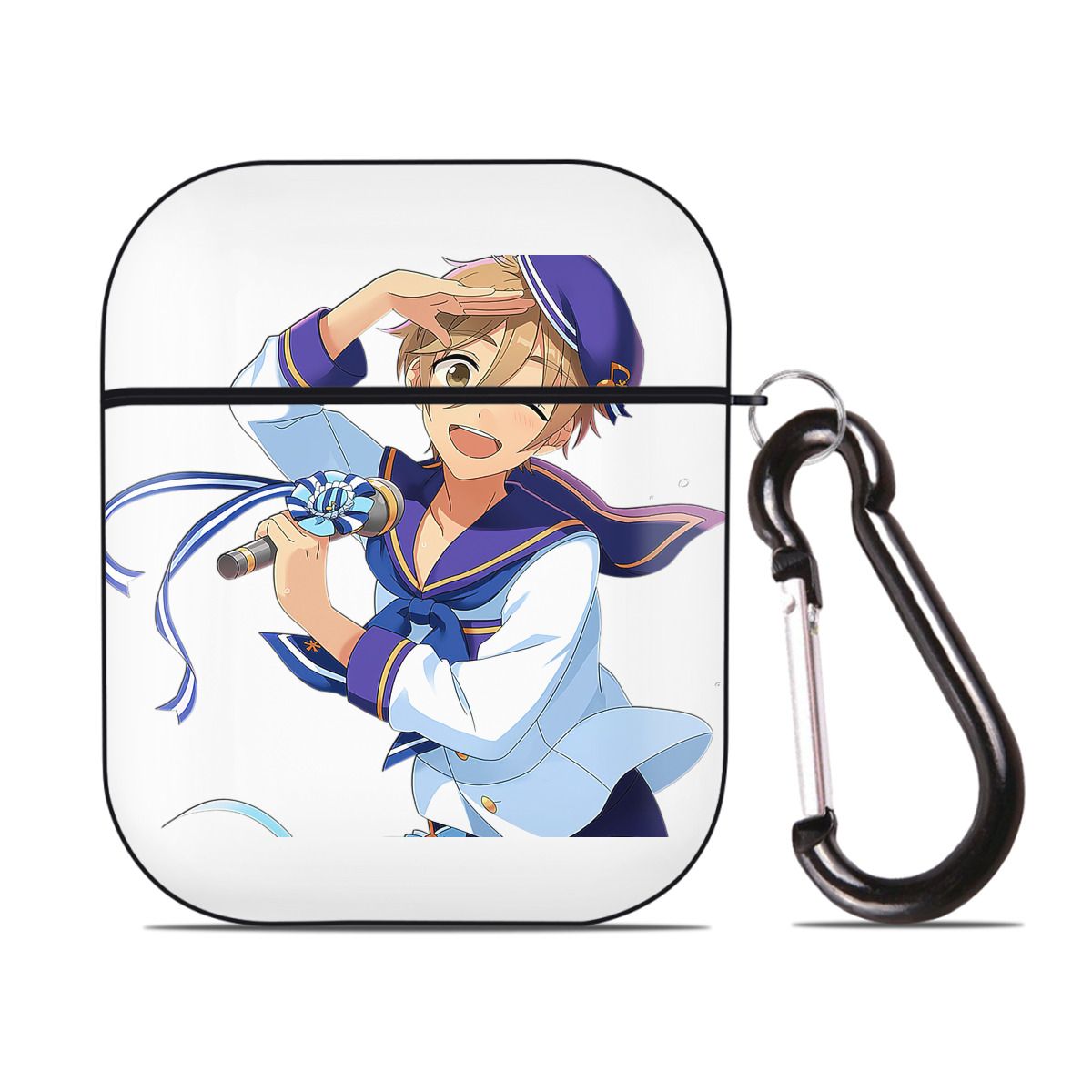 （画像用） あんさんぶるスターズ! Ensemble Stars AirPods 第2世代保護ケース ハードシェル ブラック 耐衝撃・防指紋・カラビナ付き