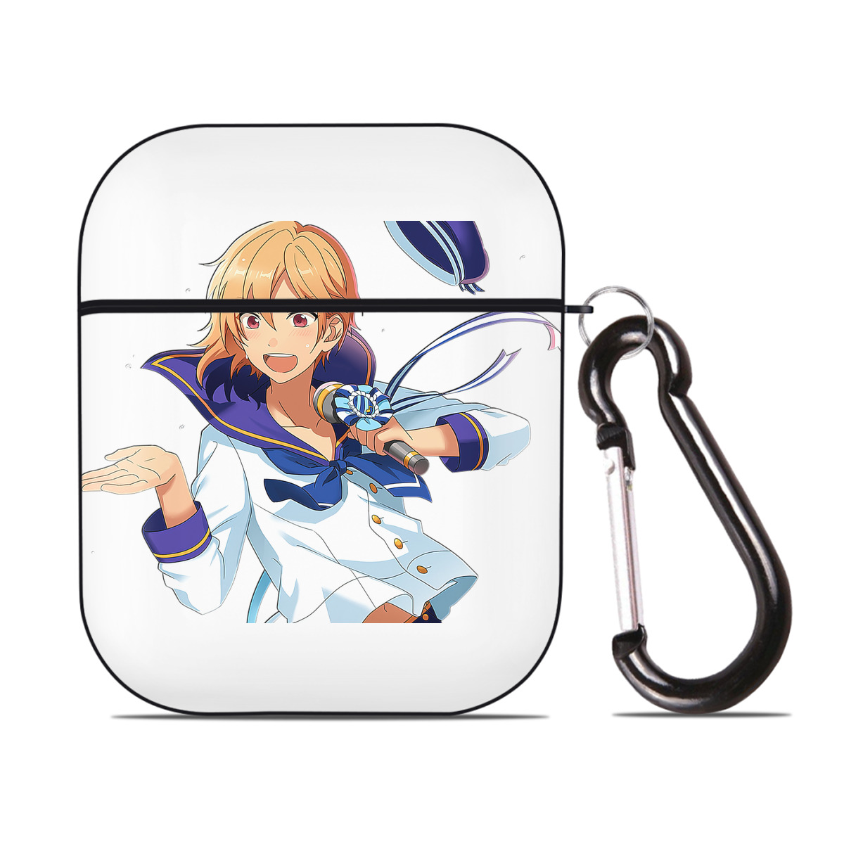 （画像用） あんさんぶるスターズ! Ensemble Stars AirPods 第2世代保護ケース ハードシェル ブラック 耐衝撃・防指紋・カラビナ付き