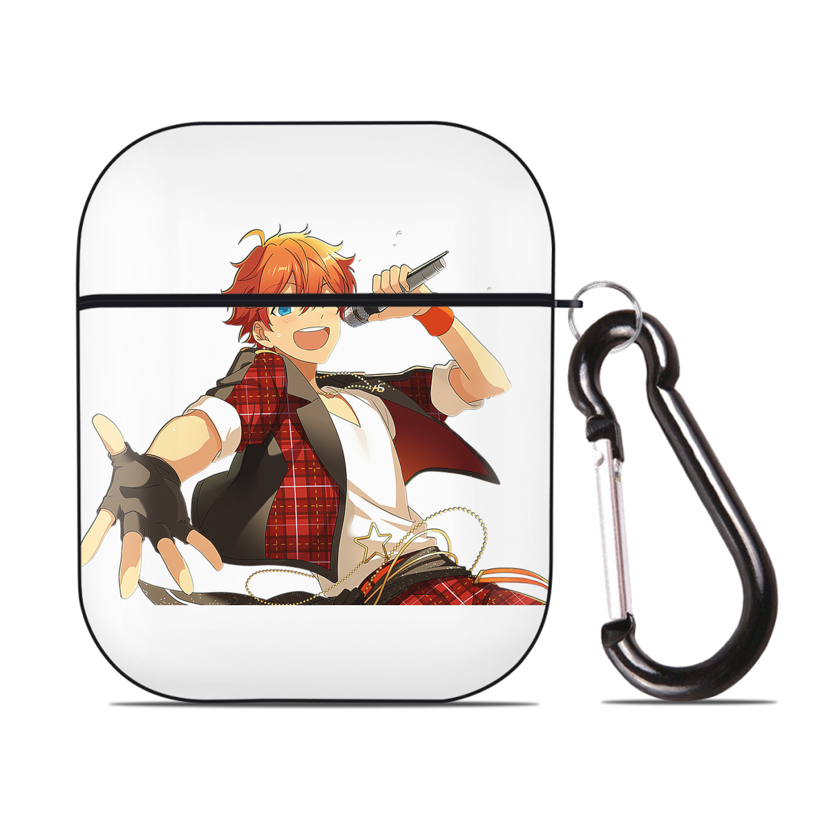 （画像用） あんさんぶるスターズ! Ensemble Stars AirPods 第2世代保護ケース ハードシェル ブラック 耐衝撃・防指紋・カラビナ付き