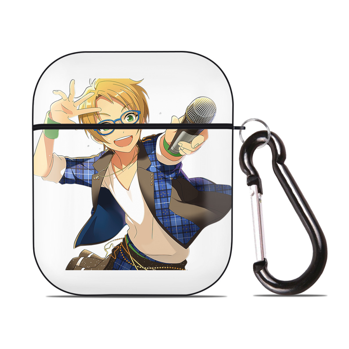 （画像用） あんさんぶるスターズ! Ensemble Stars AirPods 第2世代保護ケース ハードシェル ブラック 耐衝撃・防指紋・カラビナ付き