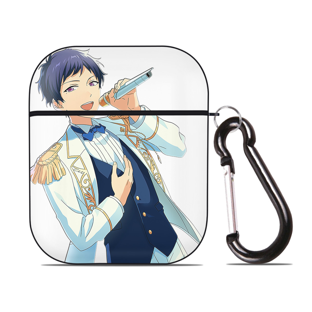 （画像用） あんさんぶるスターズ! Ensemble Stars AirPods 第2世代保護ケース ハードシェル ブラック 耐衝撃・防指紋・カラビナ付き
