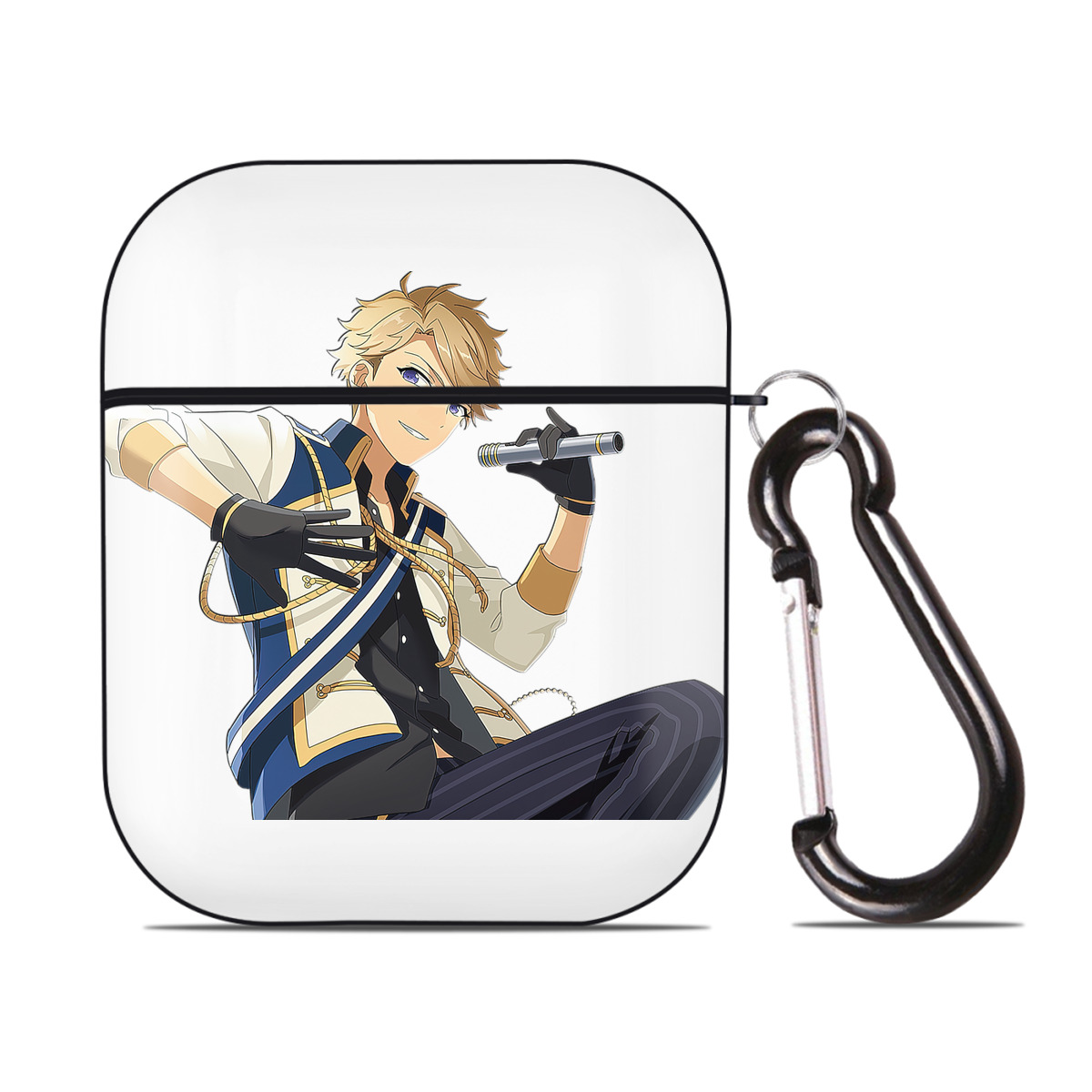 （画像用） あんさんぶるスターズ! Ensemble Stars AirPods 第2世代保護ケース ハードシェル ブラック 耐衝撃・防指紋・カラビナ付き