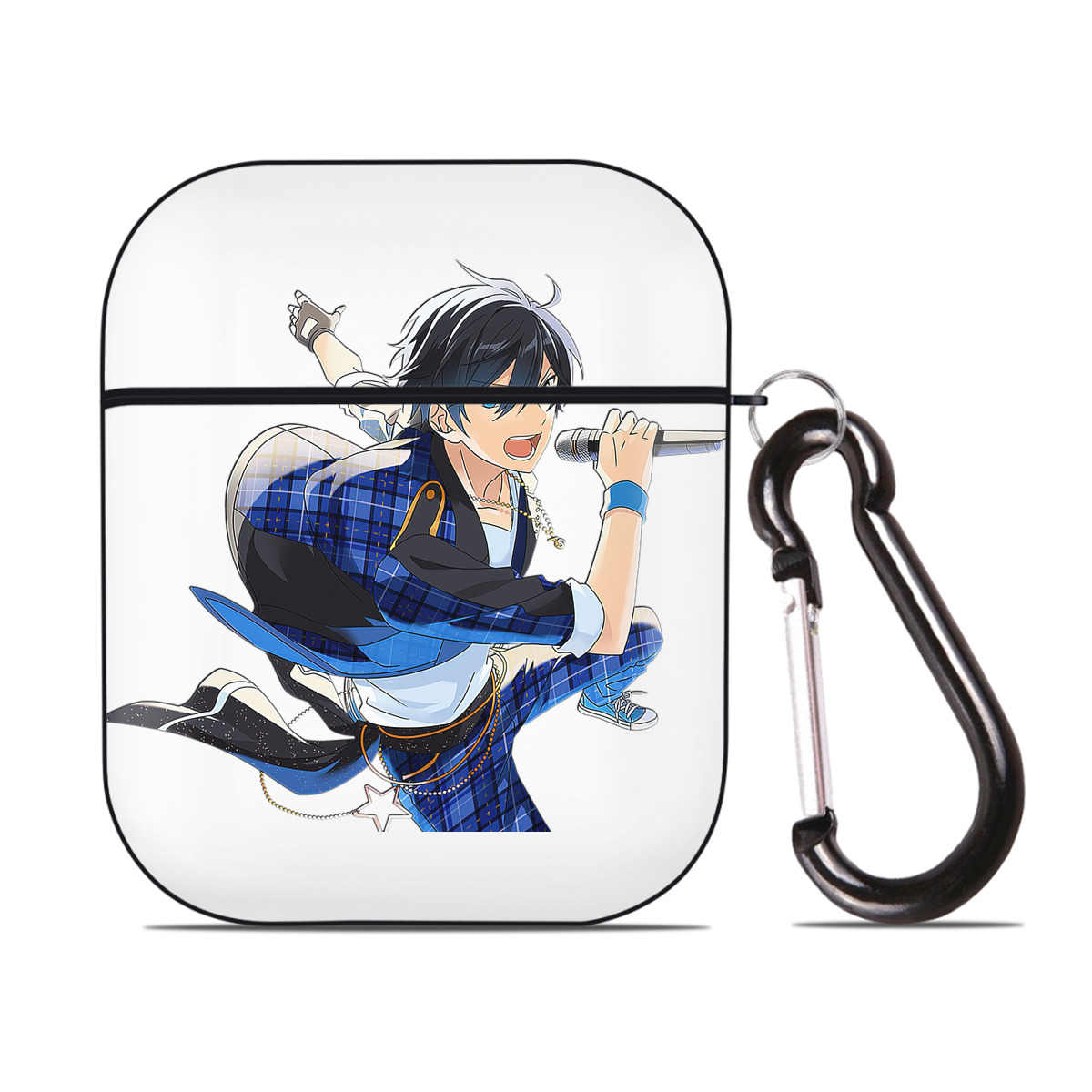 （画像用） あんさんぶるスターズ! Ensemble Stars AirPods 第2世代保護ケース ハードシェル ブラック 耐衝撃・防指紋・カラビナ付き