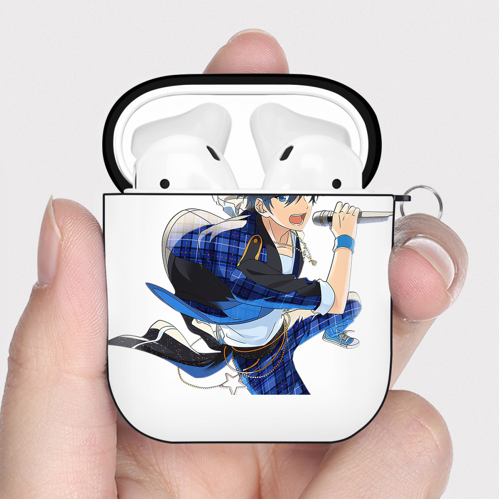（画像用） あんさんぶるスターズ! Ensemble Stars AirPods 第2世代保護ケース ハードシェル ブラック 耐衝撃・防指紋・カラビナ付き