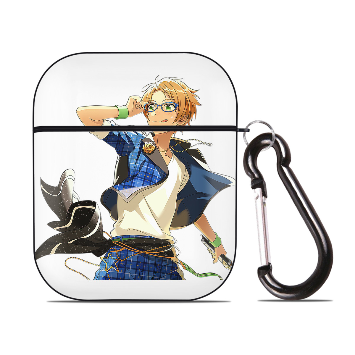 （画像用） あんさんぶるスターズ! Ensemble Stars AirPods 第2世代保護ケース ハードシェル ブラック 耐衝撃・防指紋・カラビナ付き
