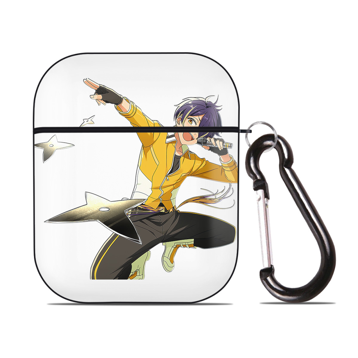 （画像用） あんさんぶるスターズ! Ensemble Stars AirPods 第2世代保護ケース ハードシェル ブラック 耐衝撃・防指紋・カラビナ付き