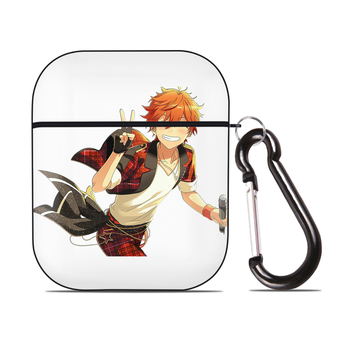 （画像用） あんさんぶるスターズ! Ensemble Stars AirPods 第2世代保護ケース ハードシェル ブラック 耐衝撃・防指紋・カラビナ付き