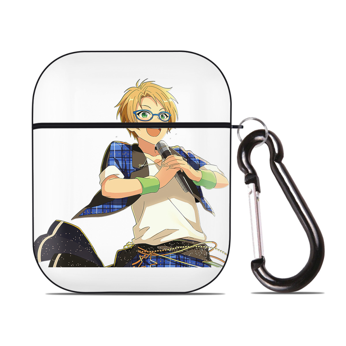 （画像用） あんさんぶるスターズ! Ensemble Stars AirPods 第2世代保護ケース ハードシェル ブラック 耐衝撃・防指紋・カラビナ付き