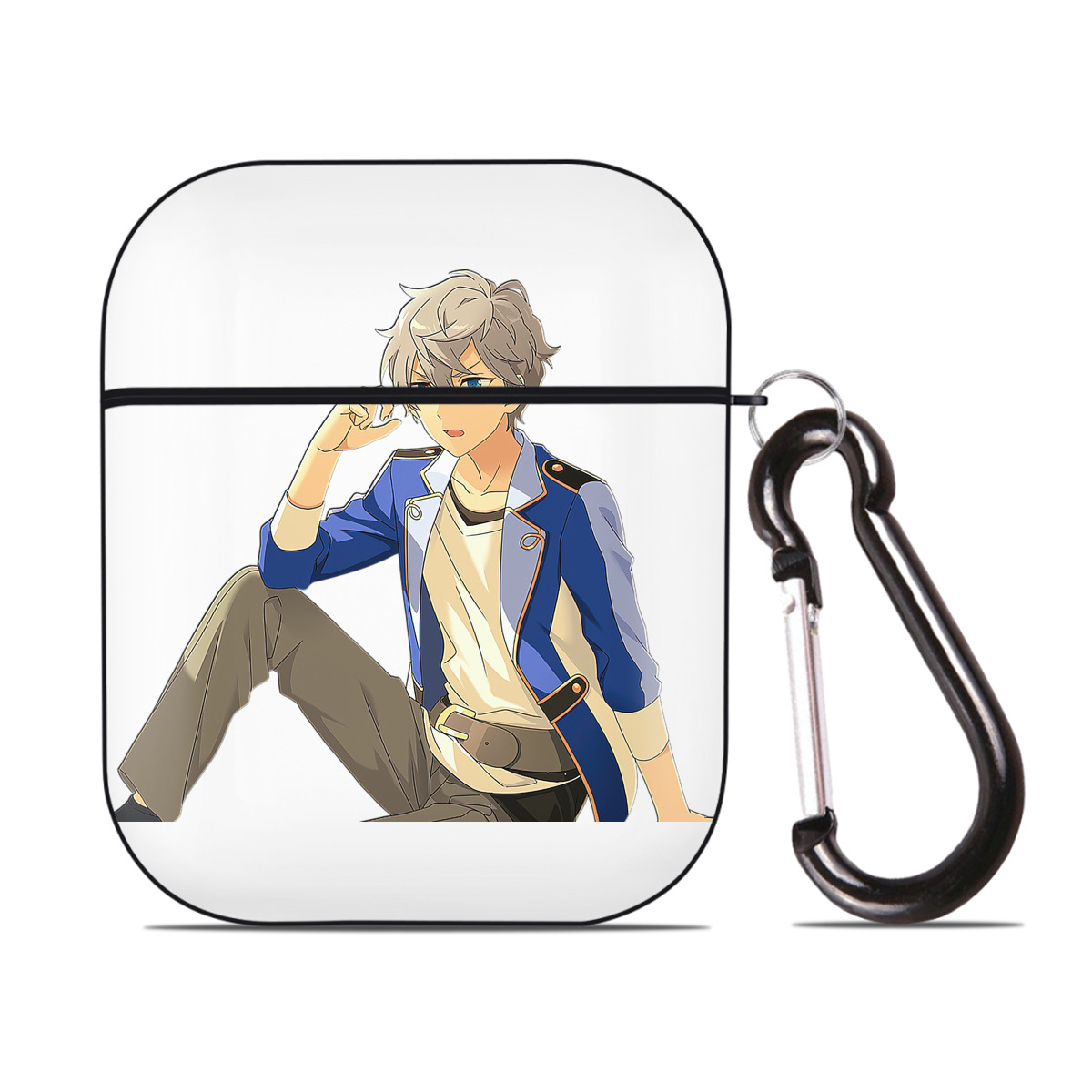 （画像用） あんさんぶるスターズ! Ensemble Stars AirPods 第2世代保護ケース ハードシェル ブラック 耐衝撃・防指紋・カラビナ付き