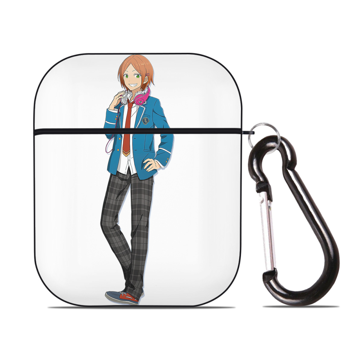（画像用） あんさんぶるスターズ! Ensemble Stars AirPods 第2世代保護ケース ハードシェル ブラック 耐衝撃・防指紋・カラビナ付き