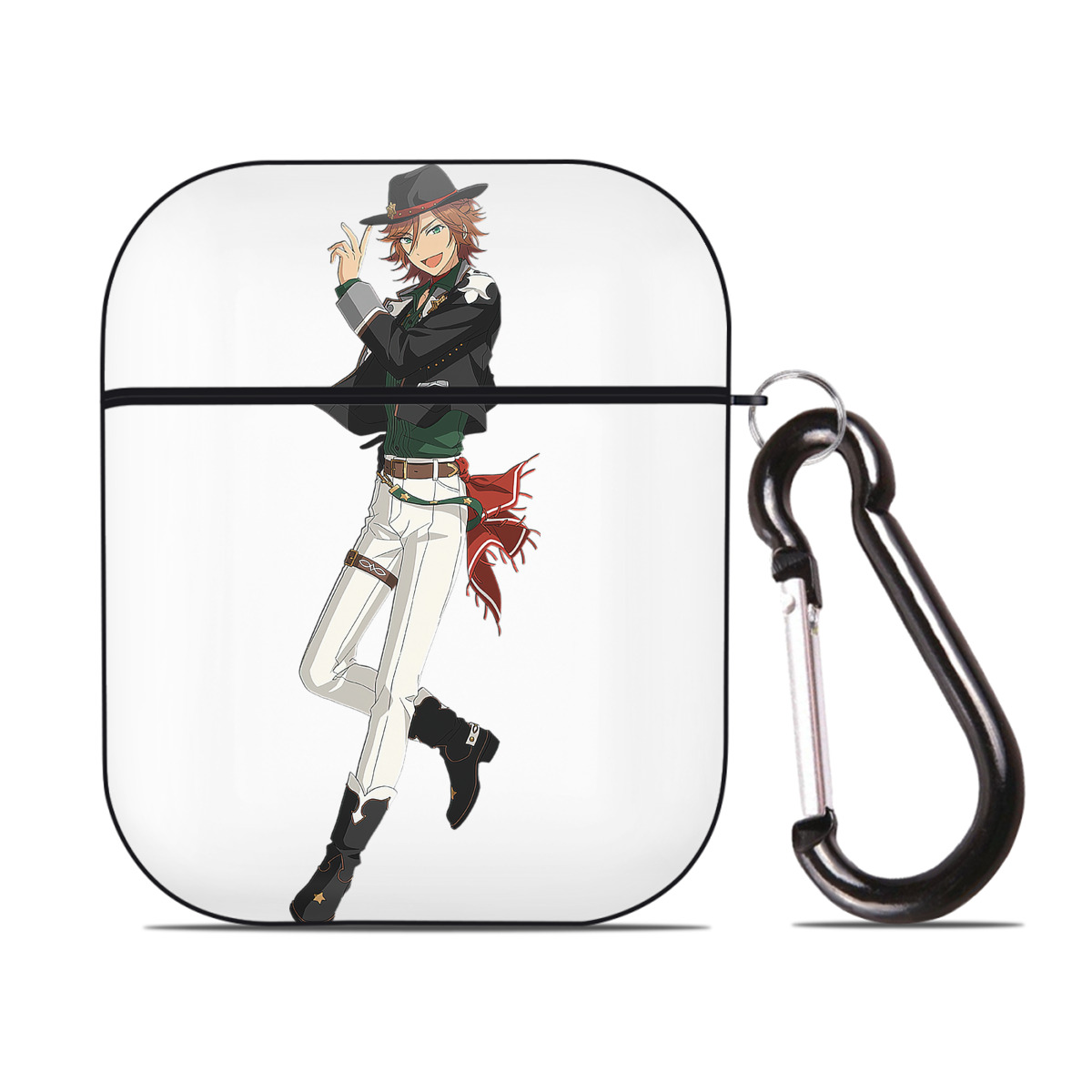 （画像用） あんさんぶるスターズ! Ensemble Stars AirPods 第2世代保護ケース ハードシェル ブラック 耐衝撃・防指紋・カラビナ付き