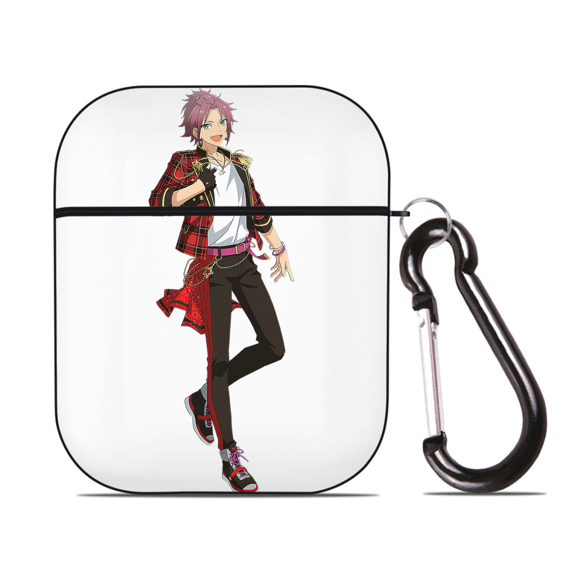 （画像用） あんさんぶるスターズ! Ensemble Stars AirPods 第2世代保護ケース ハードシェル ブラック 耐衝撃・防指紋・カラビナ付き